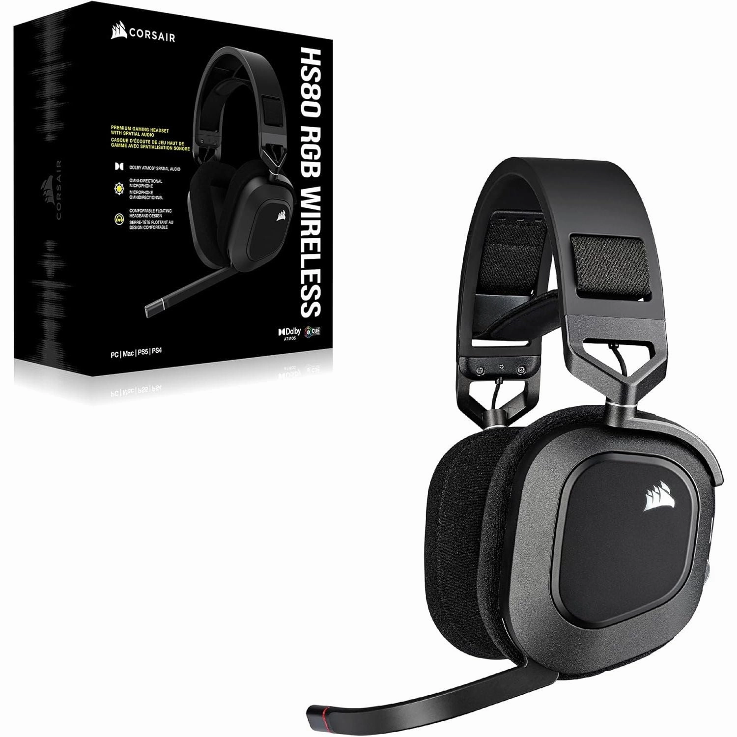 CORSAIR HS80 RGB Wireless Gaming Headset - Black