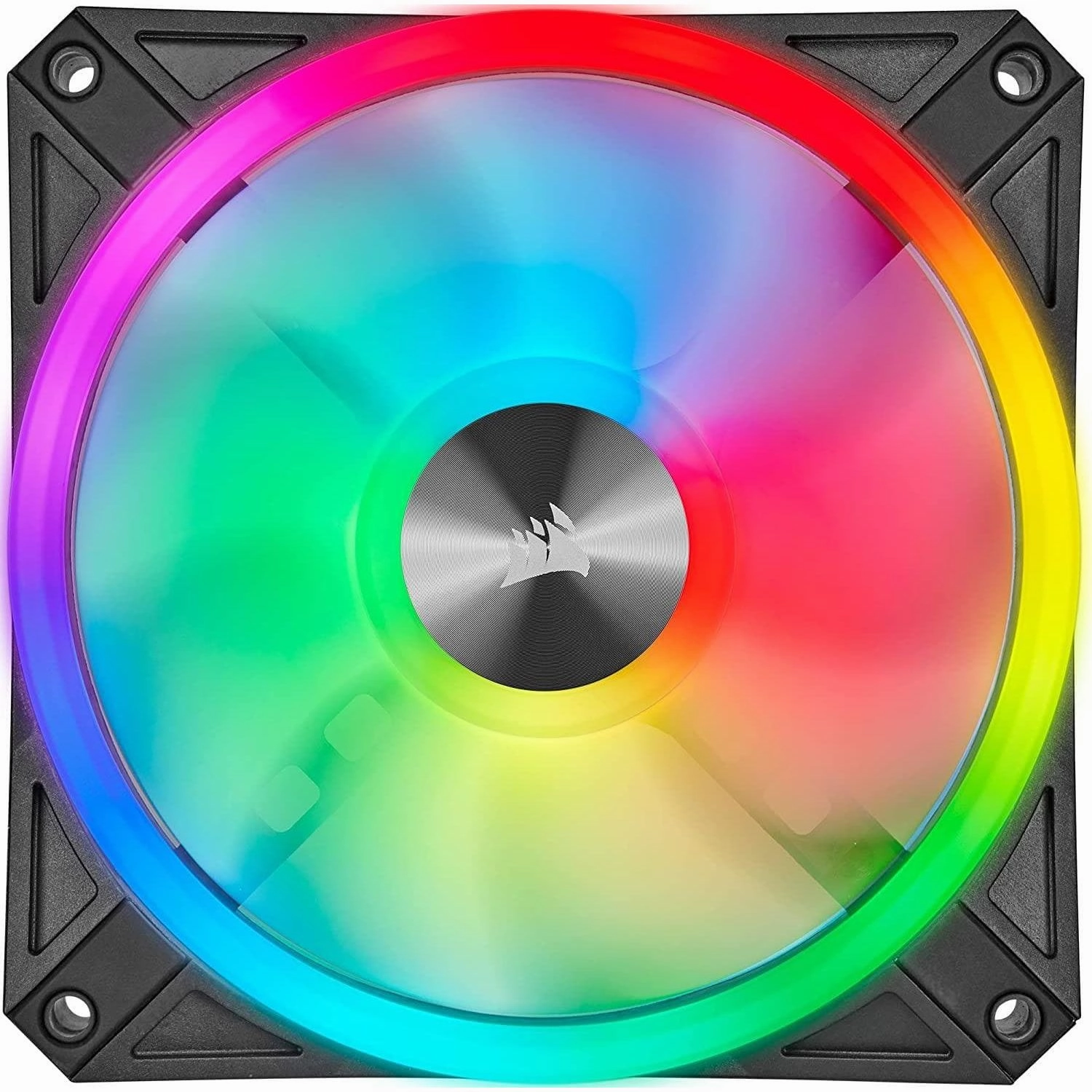 Corsair iCUE QL120 RGB, 120 mm RGB LED PWM Fans (102 Individually Addressable RGB LEDs, Speeds Up to 1,500 RPM, Low-Noise) Triple Pack with iCUE Lighting Node CORE Included - Black