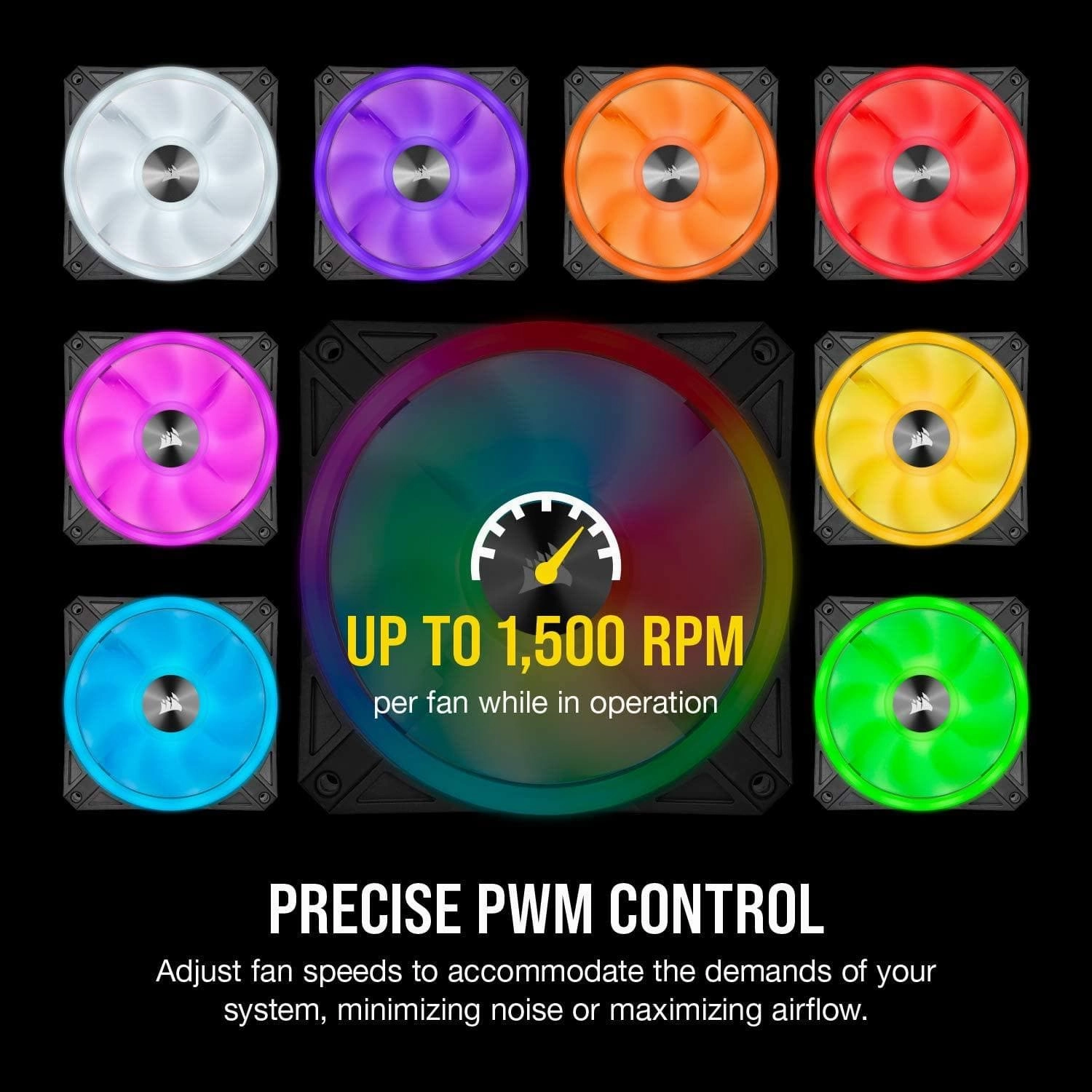 Corsair iCUE QL120 RGB, 120 mm RGB LED PWM Fans (102 Individually Addressable RGB LEDs, Speeds Up to 1,500 RPM, Low-Noise) Triple Pack with iCUE Lighting Node CORE Included - Black