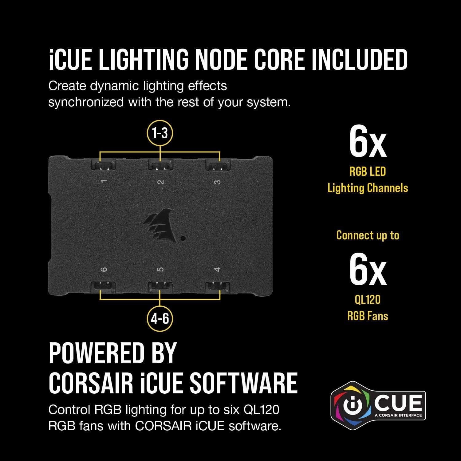 Corsair iCUE QL120 RGB, 120 mm RGB LED PWM Fans (102 Individually Addressable RGB LEDs, Speeds Up to 1,500 RPM, Low-Noise) Triple Pack with iCUE Lighting Node CORE Included - Black