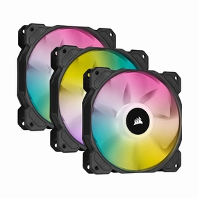 Corsair iCUE SP120 RGB ELITE 120mm PWM Triple Fan Kit - iCUE Lighting Node CORE, AirGuide Technology, 8 RGB LEDs, Low Noise (18 dBA), Up to 1500 RPM - Black desktop computers, gaming desktop pc, all in one desktop deals