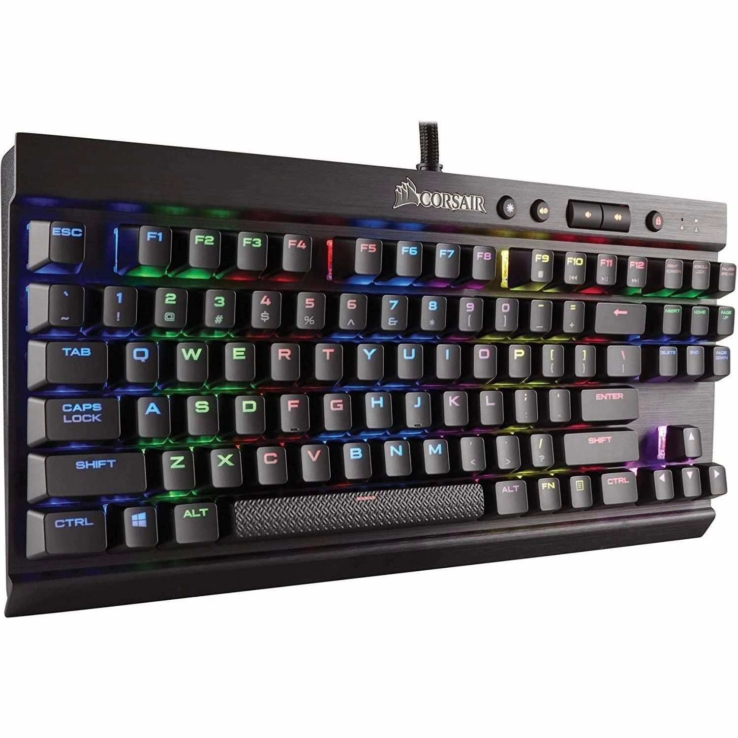 Corsair K65 RGB RAPIDFIRE Compact Mechanical Keyboard (CHERRY MX SPEED RGB, Aircraft-Grade Anodised Brushed Aluminium, 10 Keyless Design, Vibrant Multi-Colour LED Backlighting) QWERTY, Black