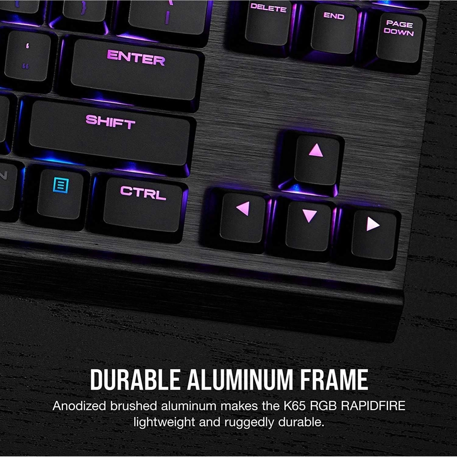 Corsair K65 RGB RAPIDFIRE Compact Mechanical Keyboard (CHERRY MX SPEED RGB, Aircraft-Grade Anodised Brushed Aluminium, 10 Keyless Design, Vibrant Multi-Colour LED Backlighting) QWERTY, Black