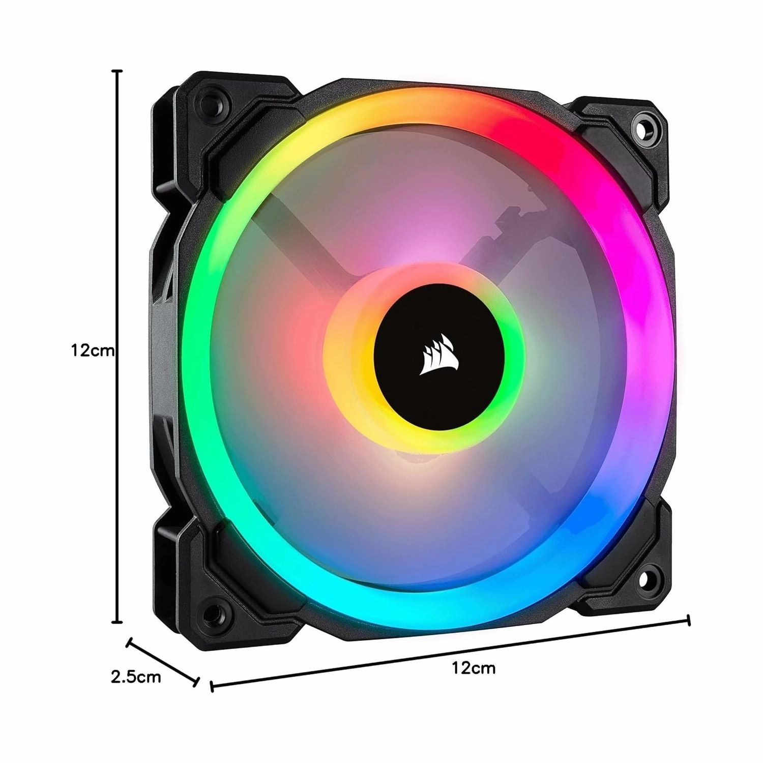 Corsair LL120 RGB 120mm Dual Light Loop PWM RGB Fan C Single Fan, Black