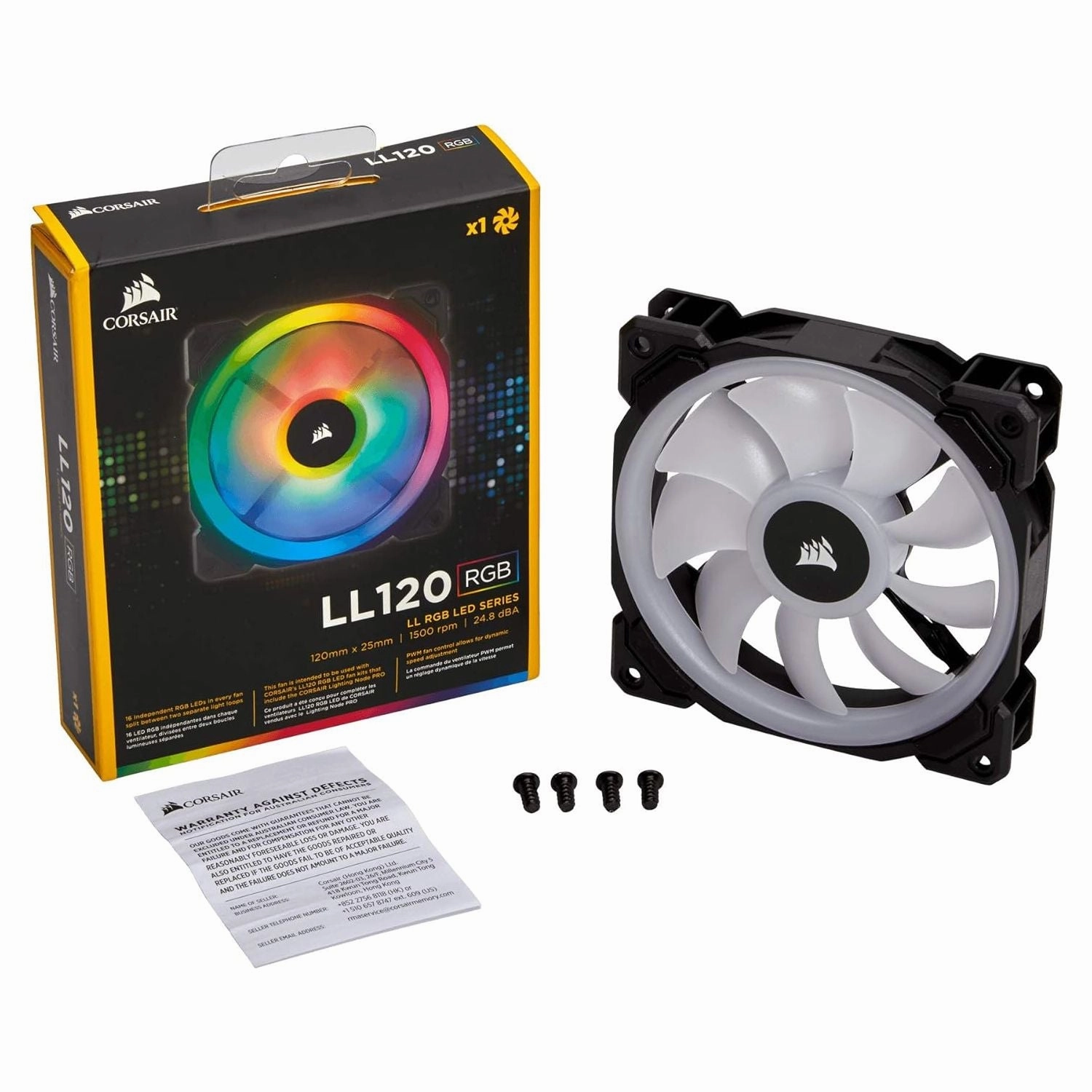 Corsair LL120 RGB 120mm Dual Light Loop PWM RGB Fan C Single Fan, Black