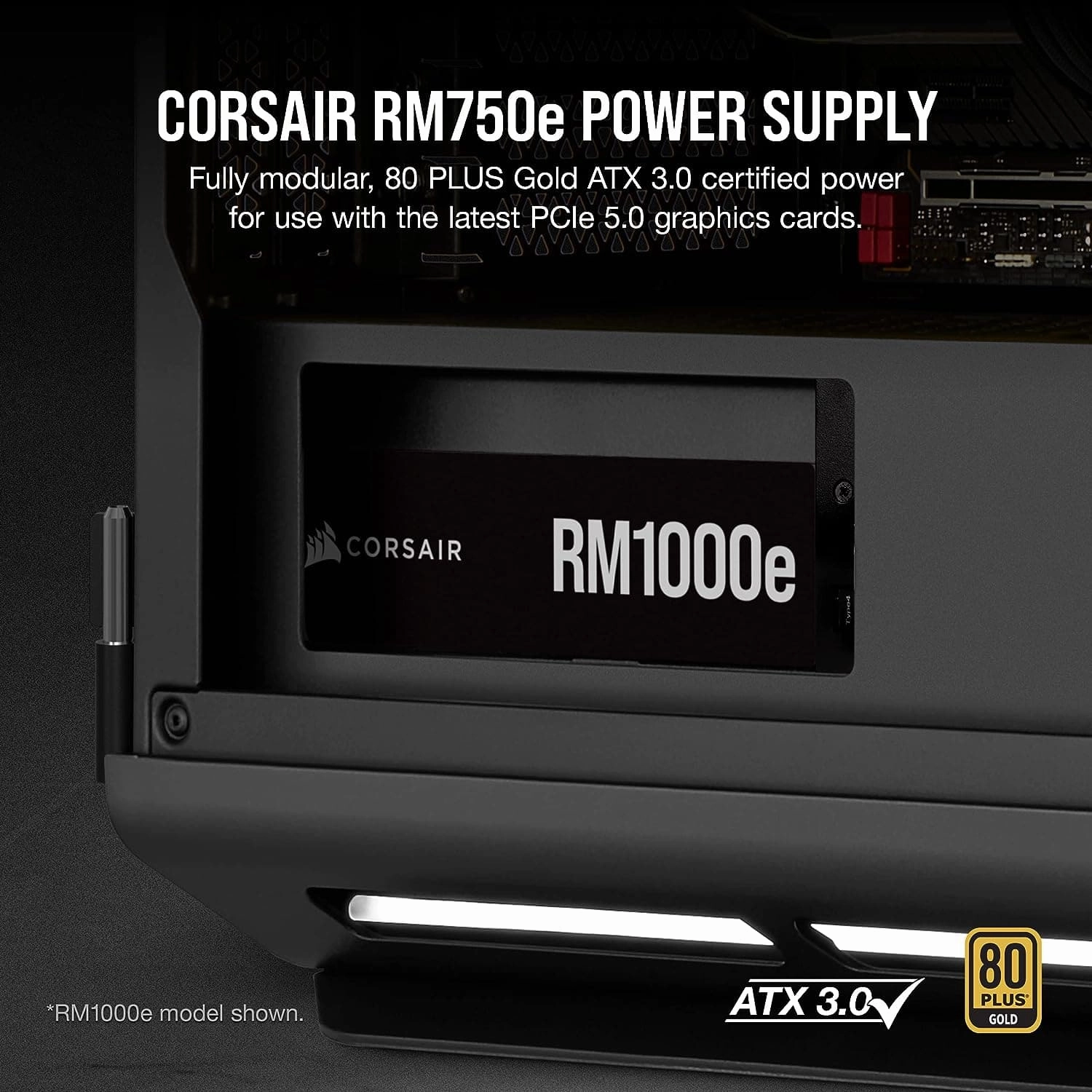 Corsair RM750e (2023) Fully Modular Low-Noise ATX Power Supply - ATX 3.0 & PCIe 5.0 Compliant - 105C-Rated Capacitors - Black