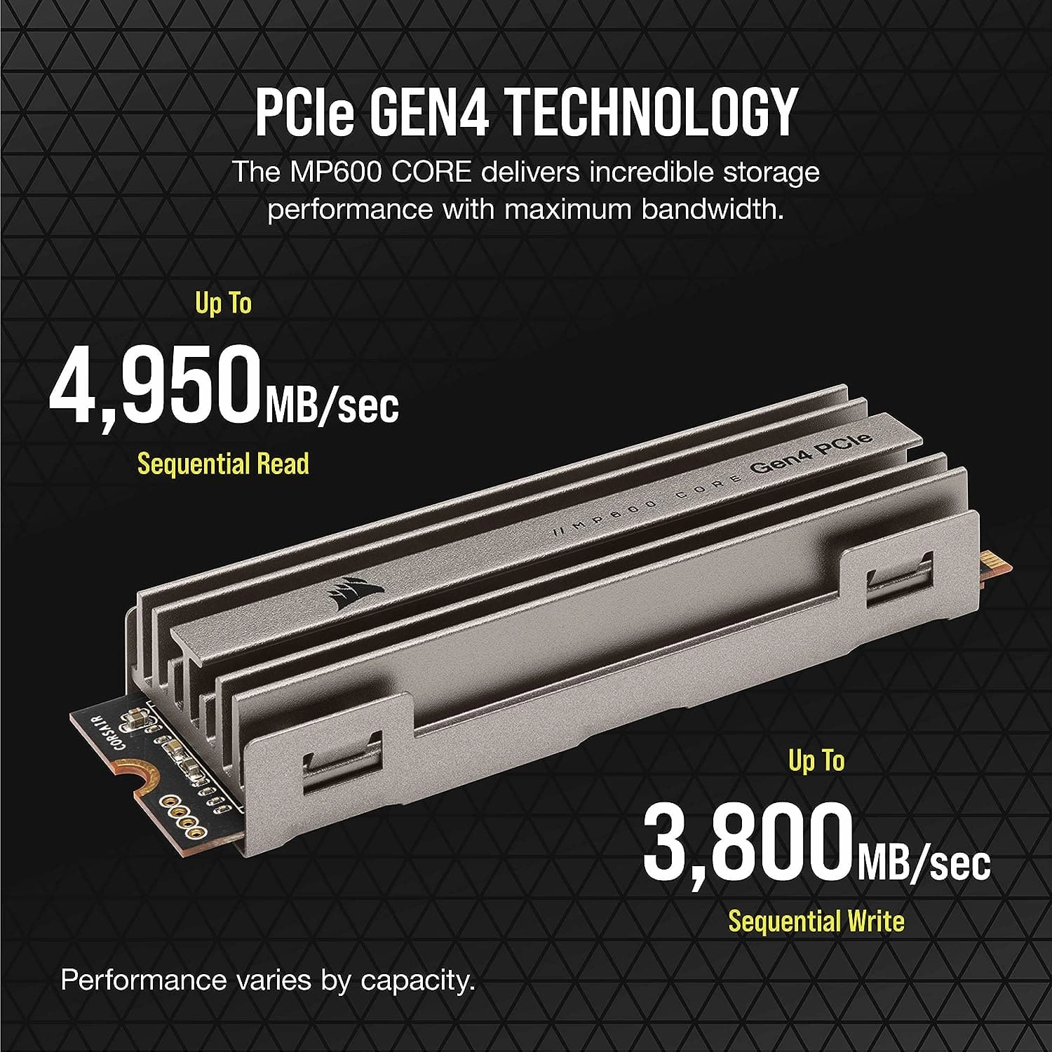 Corsair SSD MP600 CORE 1TB M.2 NVMe PCIe x4 Gen4 Up to 4,700MB/s Sequential Read 1,950MB/s Sequential Write Speeds, High-Speed I