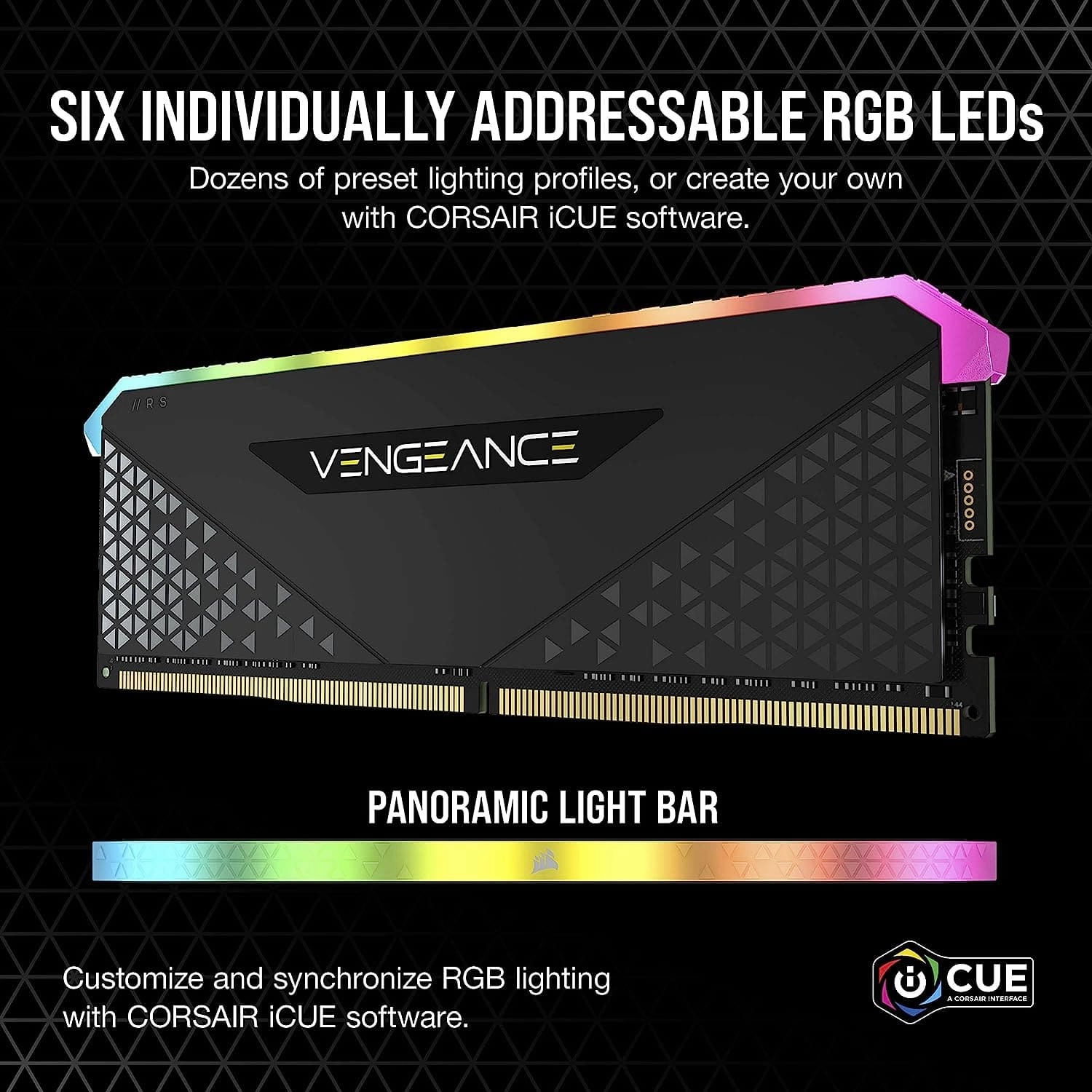 Corsair VENGEANCE RGB RS DDR4 RAM 8GB (1x8GB) 3200MHz CL16 Intel XMP 2.0 AMD Ryzen iCUE Compatible Computer Memory - Black (CMG8GX4M1E3200C16)
