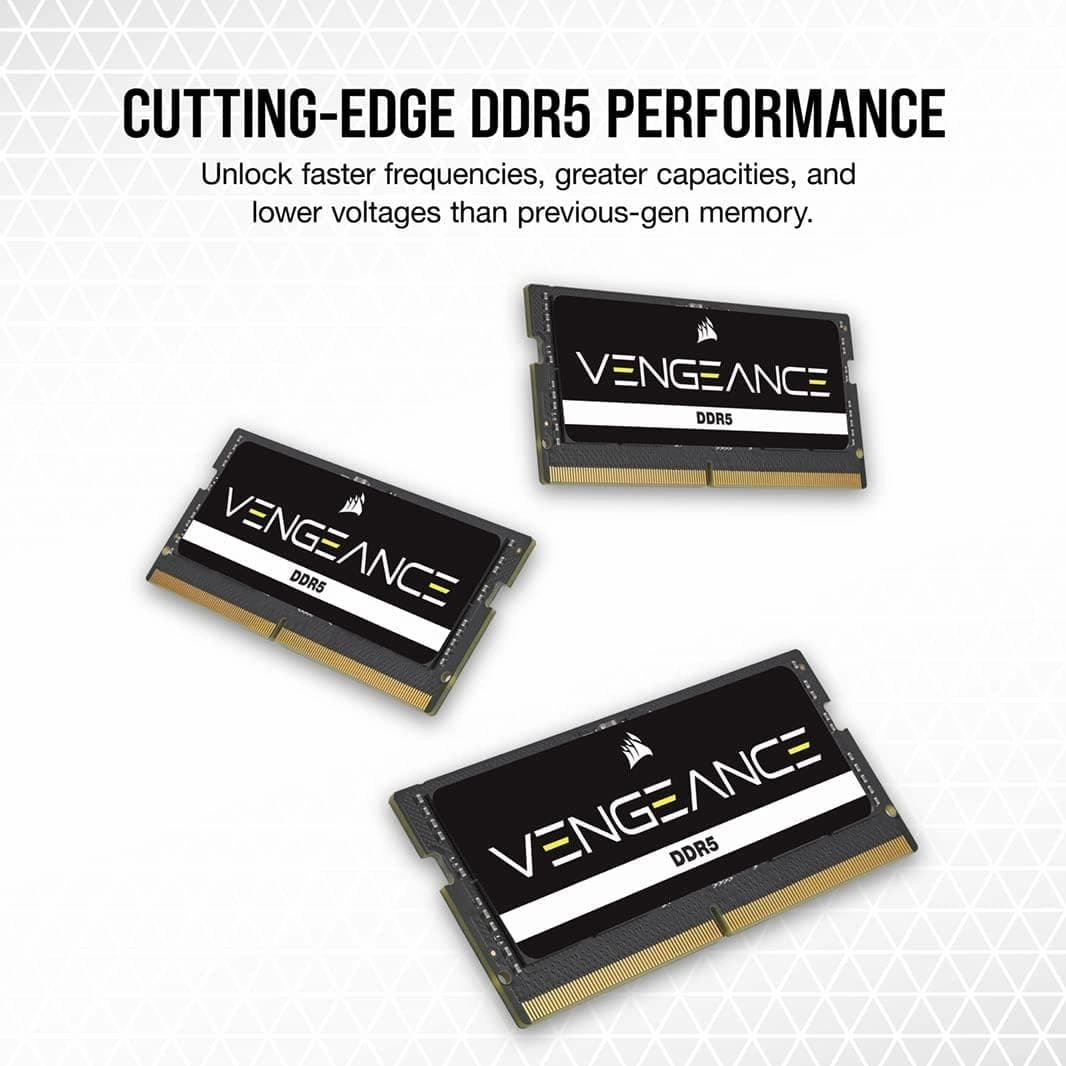 CORSAIR VENGEANCE SODIMM DDR5 RAM 16GB (1x16GB) 4800MHz CL40 Intel XMP iCUE Compatible Computer Memory - Black (CMSX16GX5M1A4800C40)