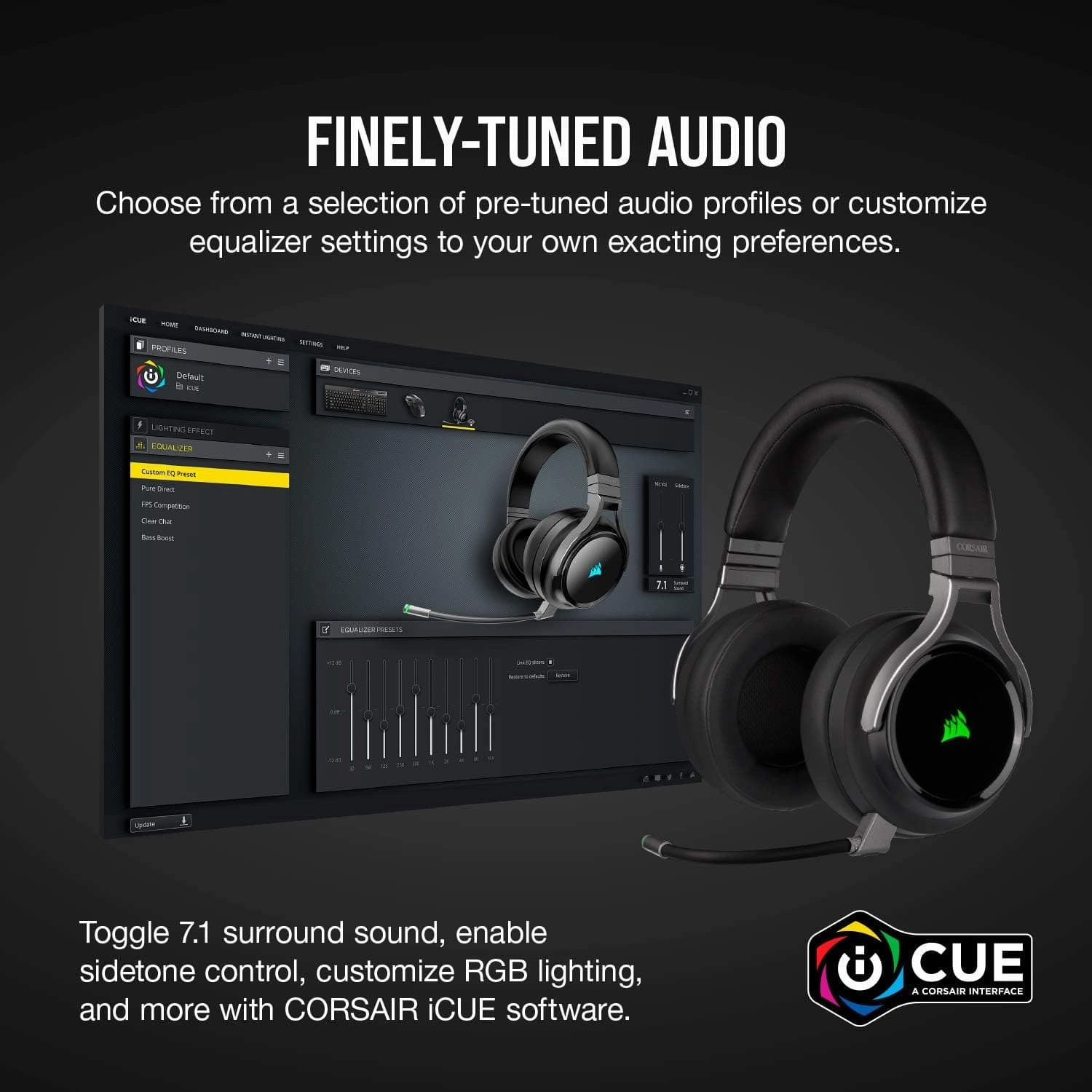 CORSAIR Virtuoso RGB Wireless 7.1 Gaming Headset - Black