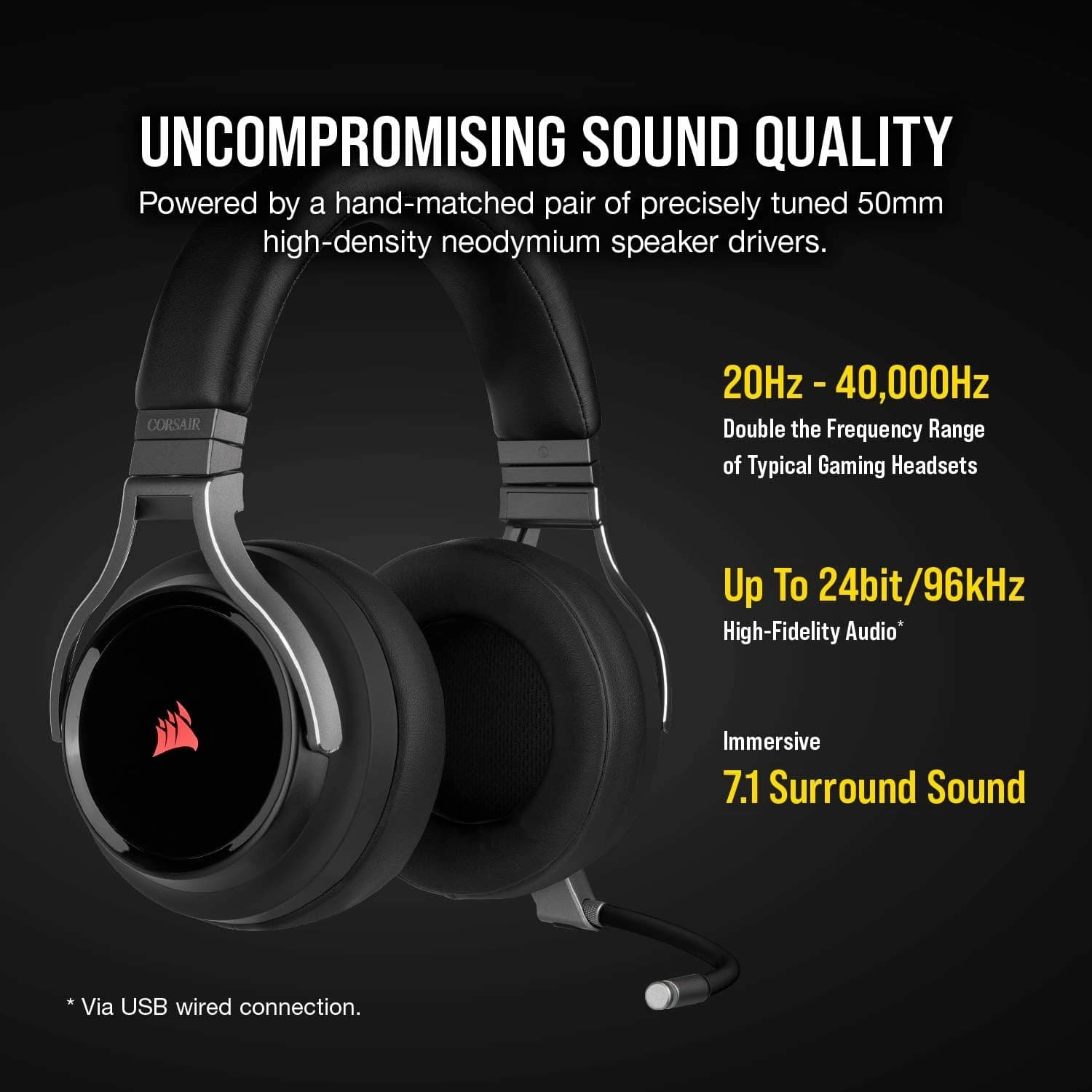 CORSAIR Virtuoso RGB Wireless 7.1 Gaming Headset - Black