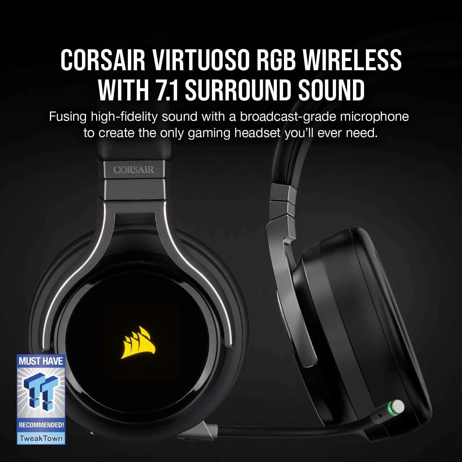 CORSAIR Virtuoso RGB Wireless 7.1 Gaming Headset - Black