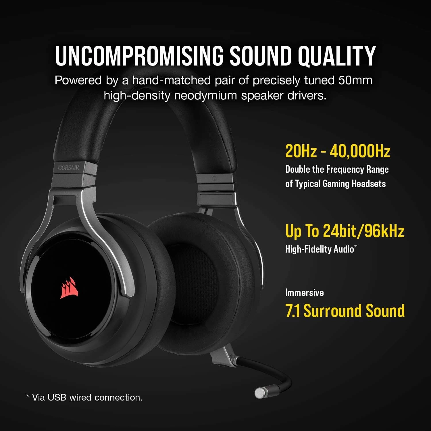 CORSAIR Virtuoso RGB Wireless 7.1 Gaming Headset - Black