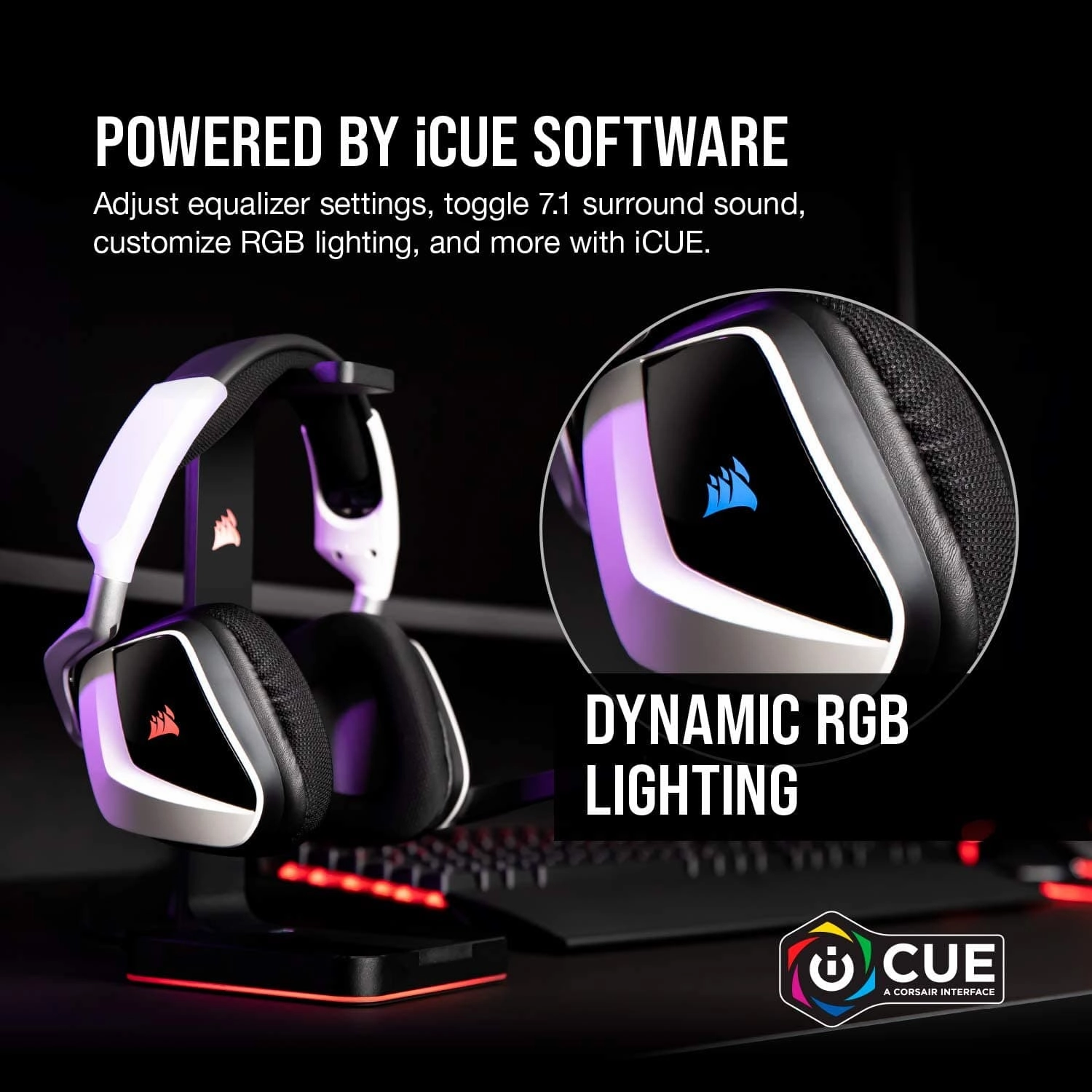 Corsair VOID ELITE RGB Gaming Headset (7.1 Surround Sound) - White