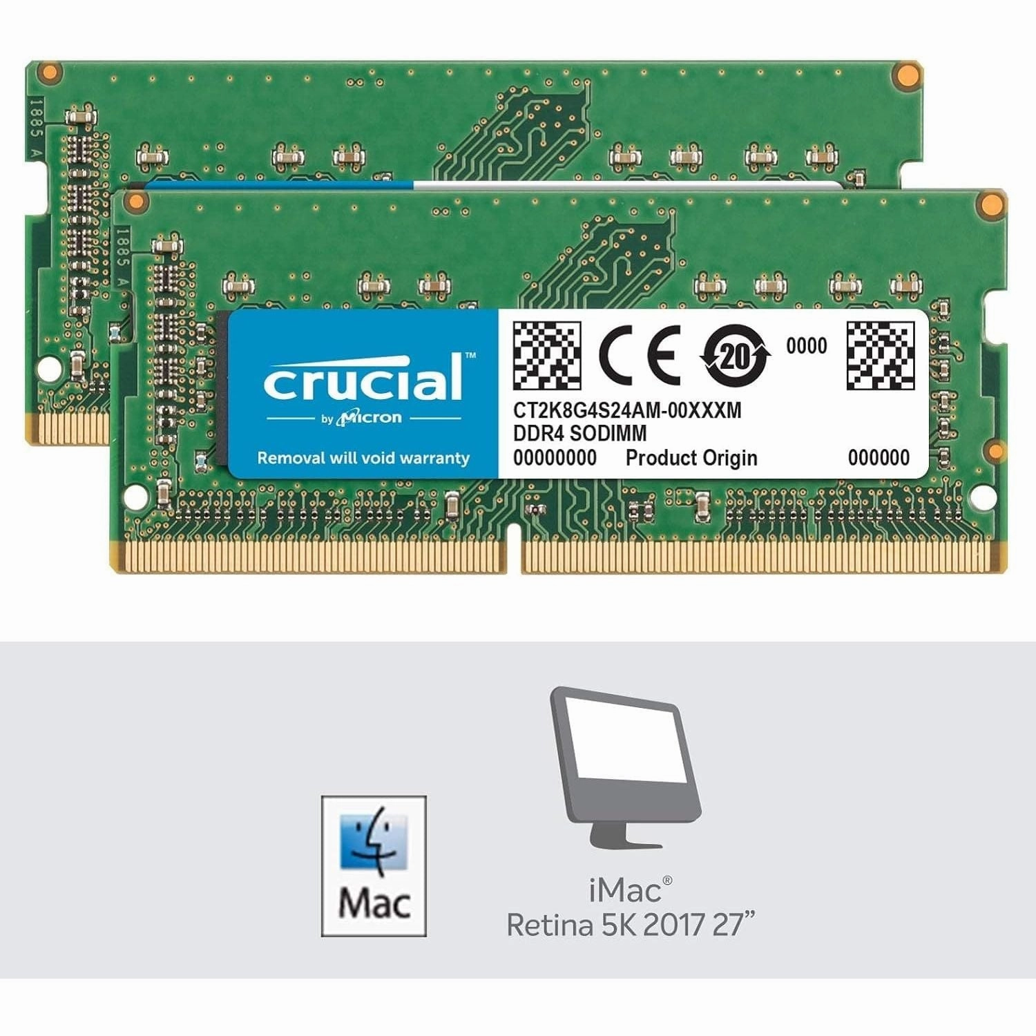 Crucial RAM 16GB Kit (2x8GB) DDR4 2400MHz CL17 Memory for Mac CT2K8G4S24AM