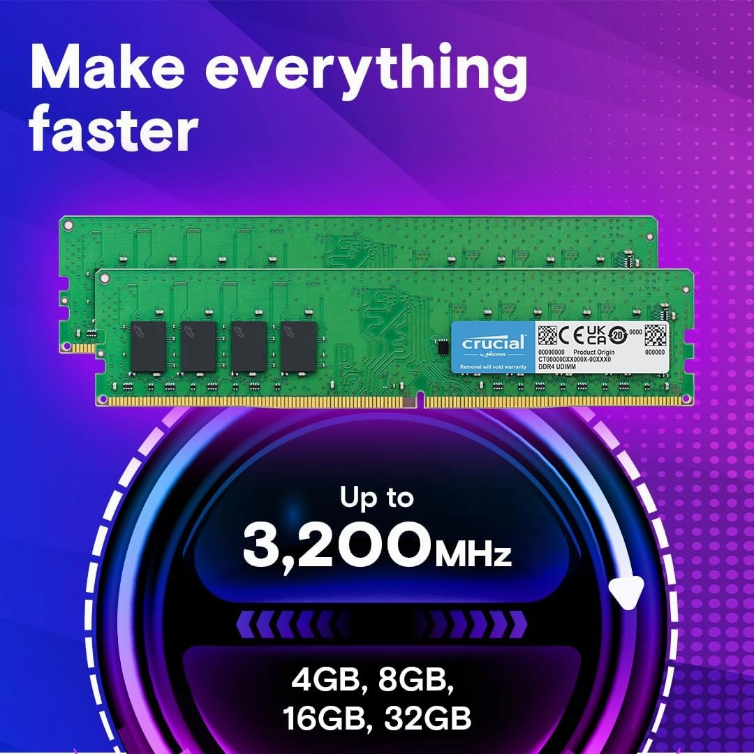 Crucial RAM 8GB DDR4 3200MHz CL22 Desktop Memory CT8G4DFRA32A