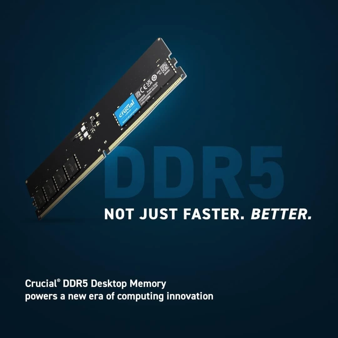 Crucial RAM 8GB DDR5 5200MHz (or 4800MHz) Desktop Memory CT8G52C42U5