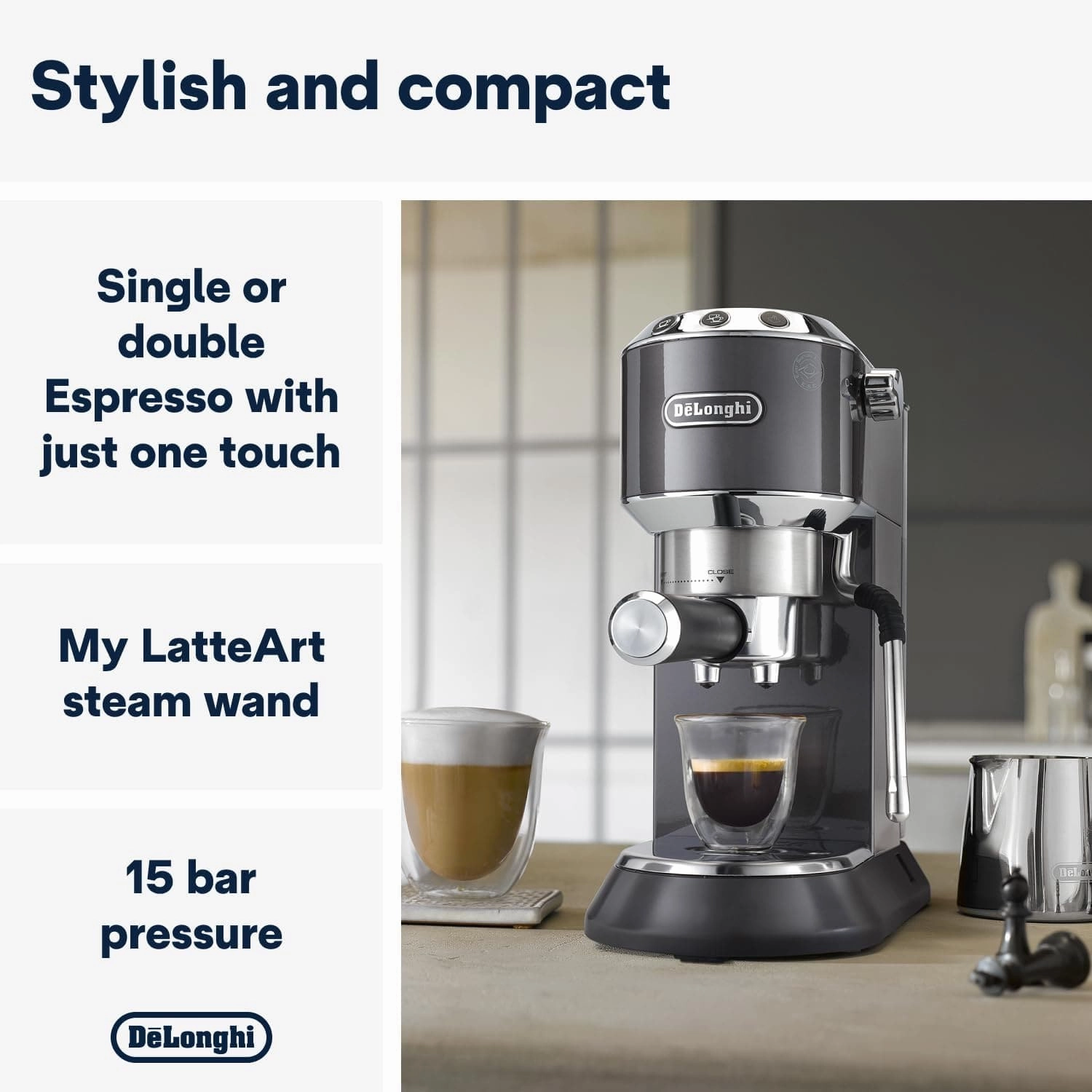 De'Longhi EC885.GY Dedica Arte Espresso Coffee Machine