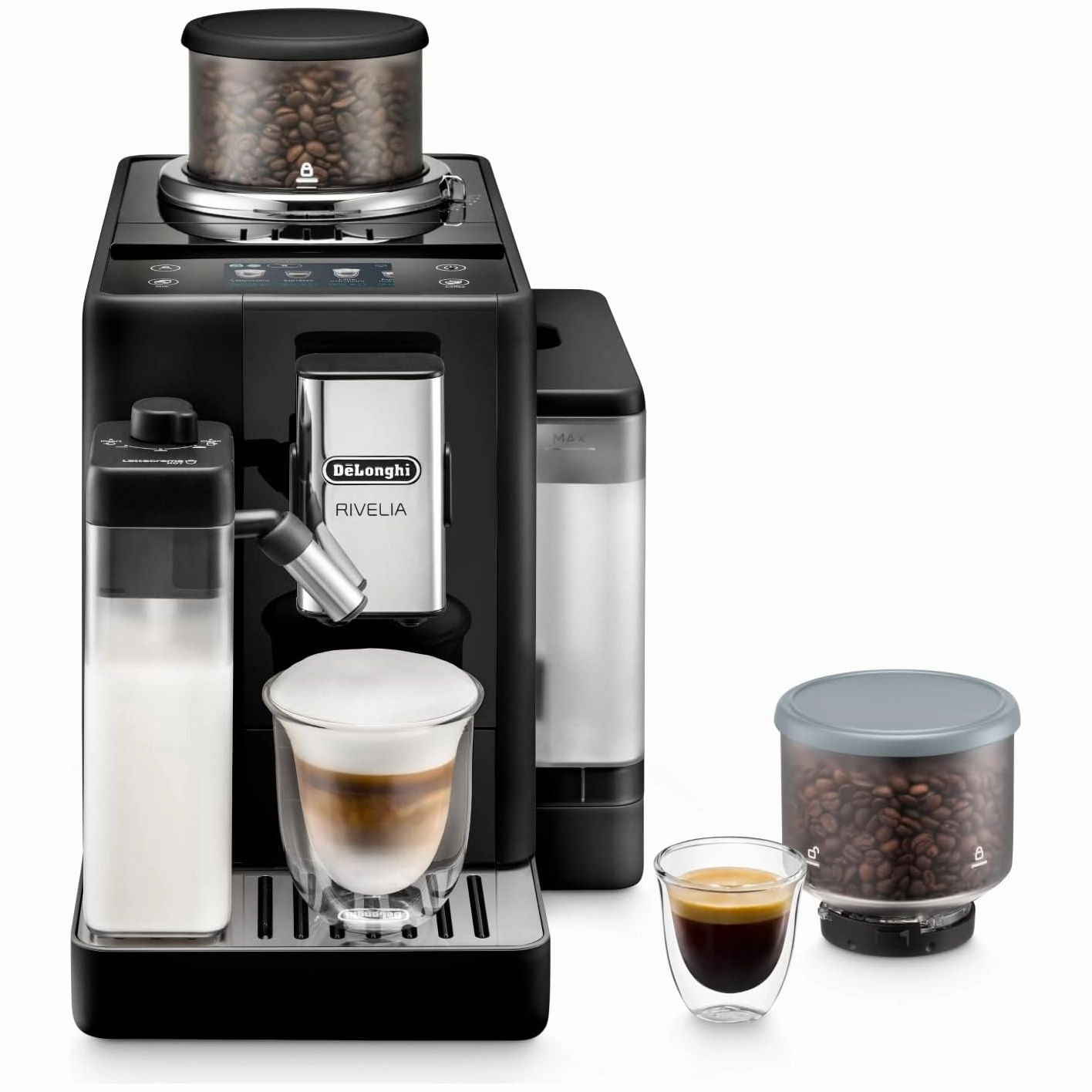 De'Longhi Rivelia EXAM440.55.B, Fully Automatic Coffee Machine with LatteCrema Hot, Automatic Milk Frother, Compact Size Bean to Cup Coffee Machine, 16 Recipes, Full Touch Coloured Display Black phone accessories, mobile phone cases, best charging cable