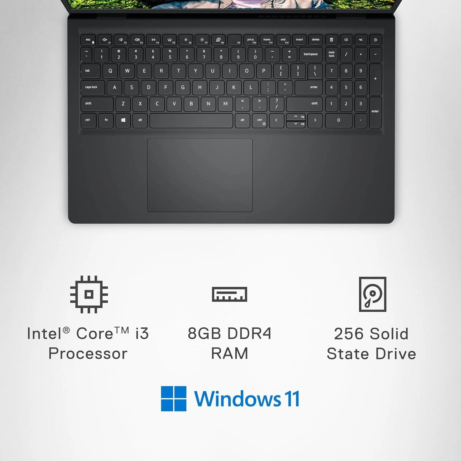Dell Inspiron 15 3520 Laptop, 11th Gen Intel Core i3, 15.6" FHD 120Hz, 8GB RAM, 256GB SSD, Black