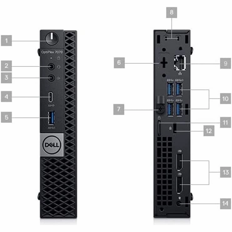 Dell OptiPlex 7070 Desktop Computer - Intel Core i7-9700T - 16GB RAM - 256GB SSD - Micro PC