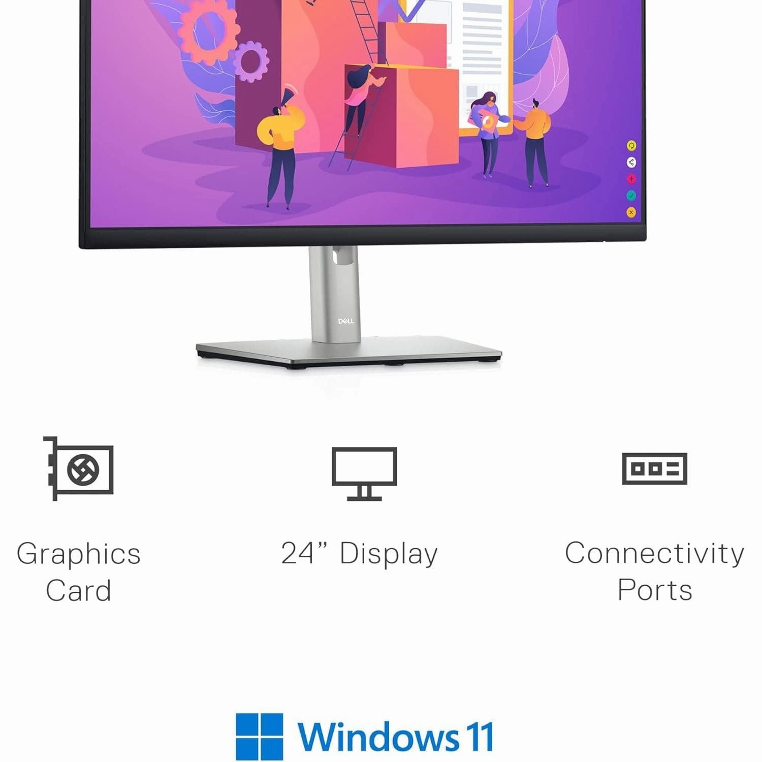 Dell P2422H 24" Full HD Monitor, 60Hz, IPS, 99% sRGB, HDMI/DP/VGA, 5x USB, Black