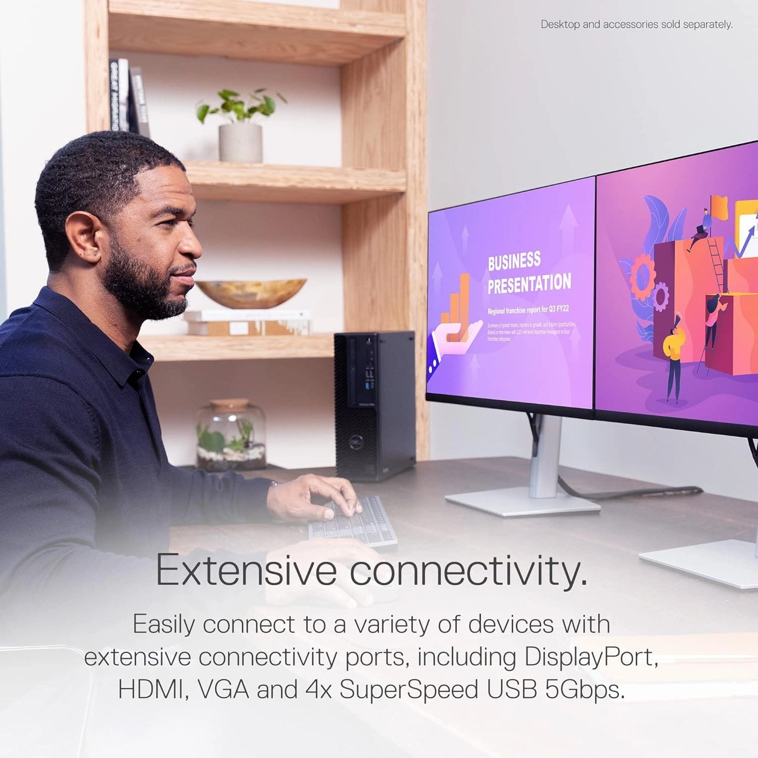 Dell P2422H 24" Full HD Monitor, 60Hz, IPS, 99% sRGB, HDMI/DP/VGA, 5x USB, Black