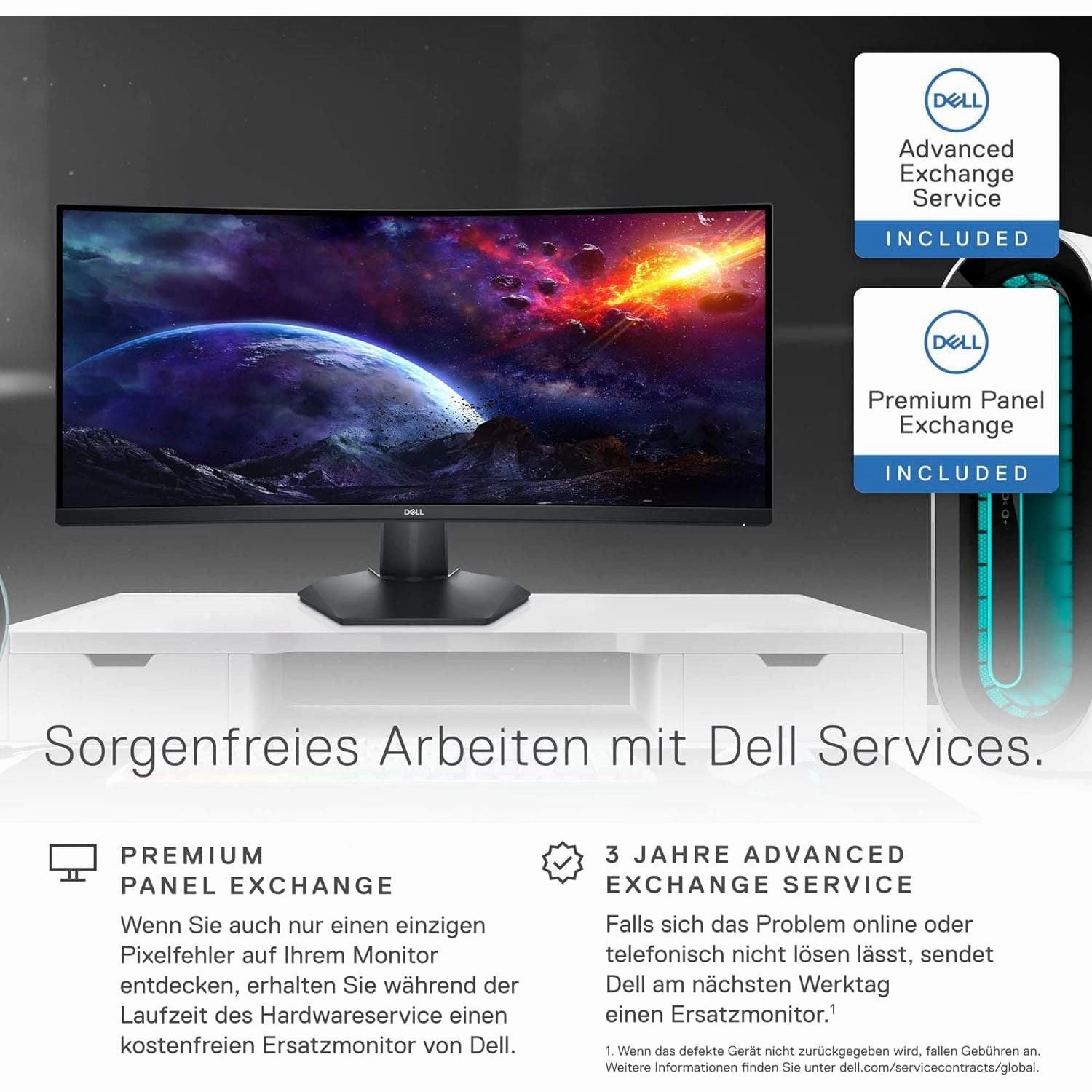 Dell S3422DWG 34" Curved Gaming Monitor - WQHD 3440x1440, 144Hz, 1ms, AMD FreeSync Premium Pro, HDR 400, DisplayPort, 2x HDMI, 5x USB