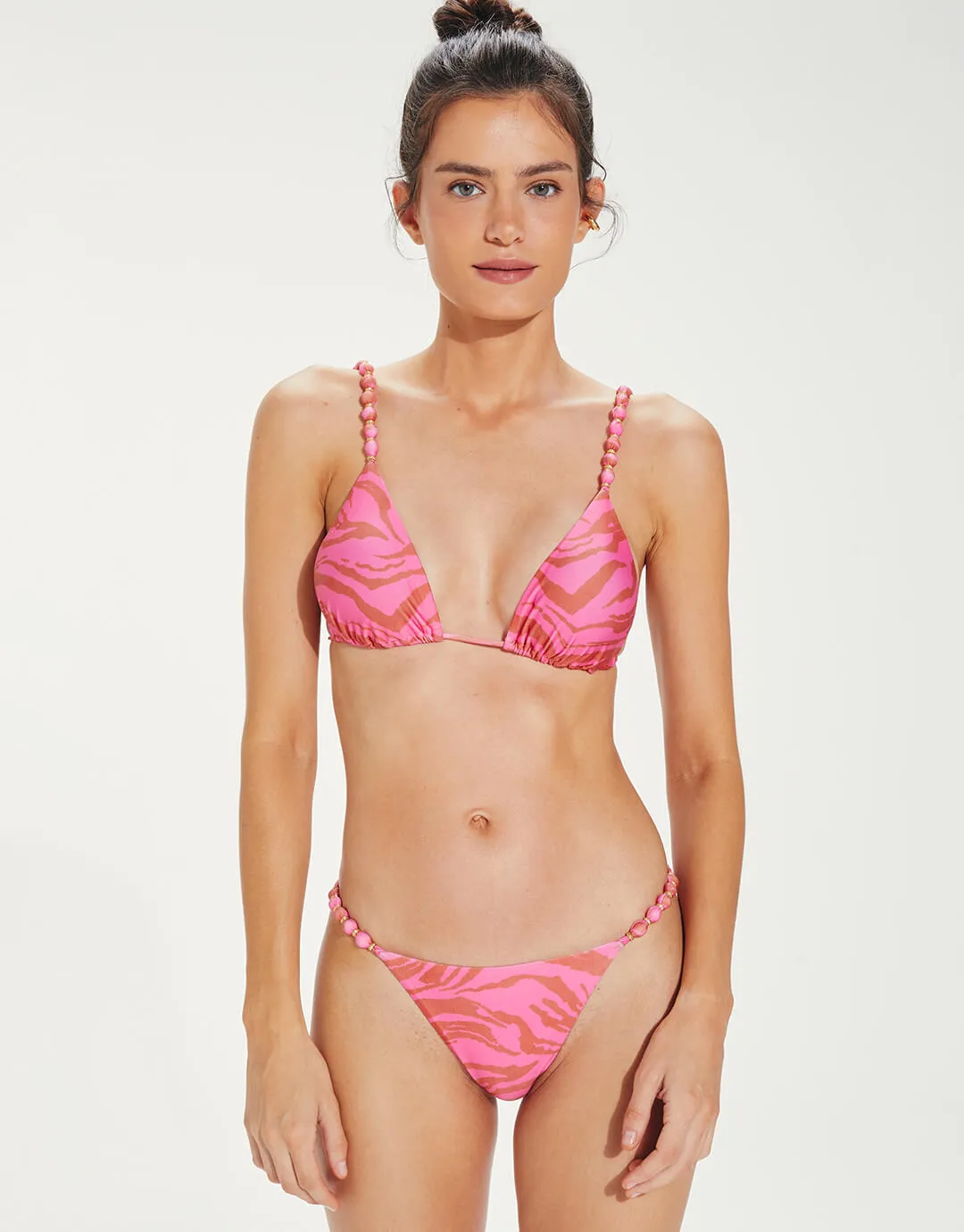 Diani Beads Parallel Tri Bikini Top - Pink