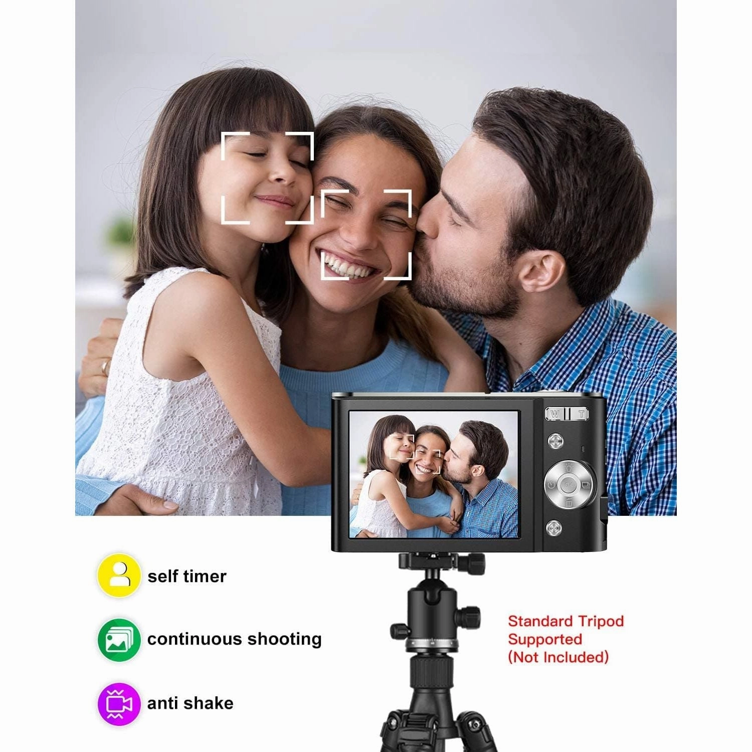 Digital Camera 2.7K Ultra HD Mini Video Camera 44MP 2.8 Inch LCD Rechargeable Students Compact Camera Pocket Camera with 16X Digital Zoom Youtube Vlogging Camera for Kids,Adult,Beginners