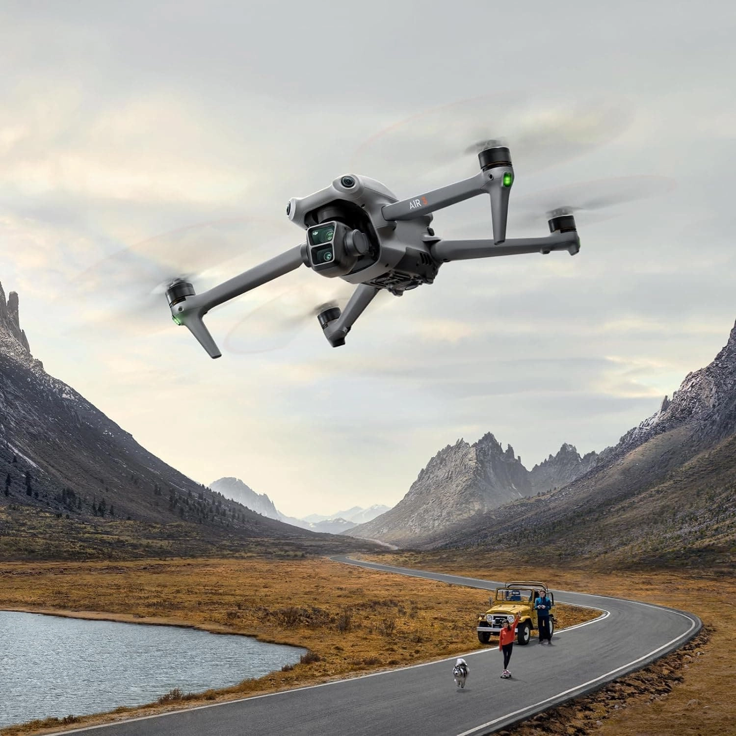 DJI Air 3 Fly More Combo with DJI RC 2 (screen remote controller), Drone with Medium Tele & Wide-Angle Dual Primary Cameras for Adults 4K HDR, 46-Min Max Flight Time, 48MP, O4, Two Extra Batteries