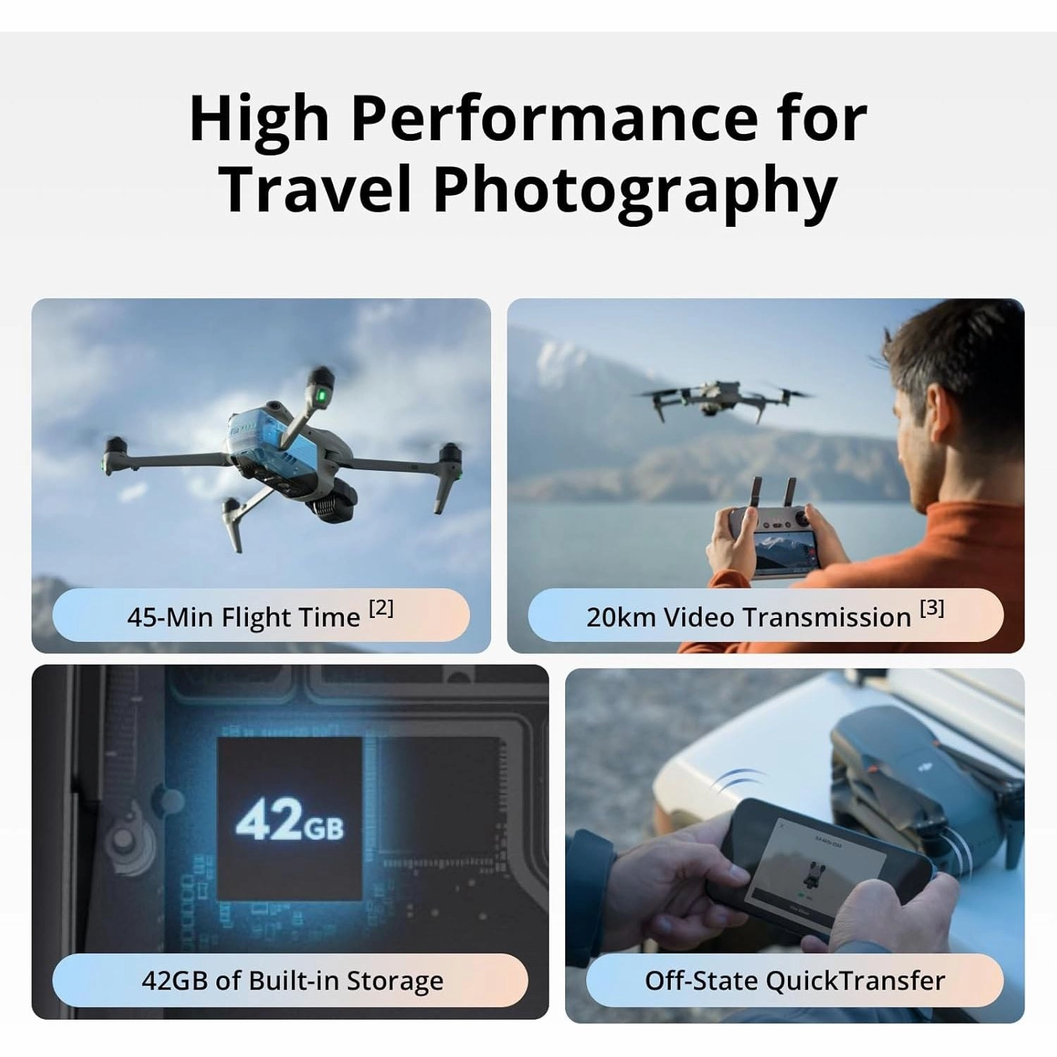 DJI Air 3S (RC-N3) Drone - 4K Dual-Camera with 1" CMOS, 4K/60fps HDR Video, 14 Stops Dynamic Range, 45-Min Flight Time, 20km Transmission Range