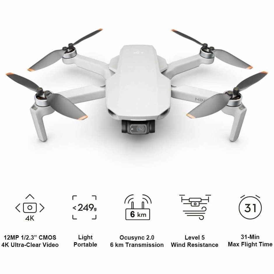 DJI Mini 2 Fly More Combo - Ultralight and Foldable Drone Quadcopter, 3-Axis Gimbal with 4K Camera, 12MP Photo, 31 Minutes Flight Time, OcuSync 2.0 HD Video Transmission, QuickShots DJI Fly App, Grey