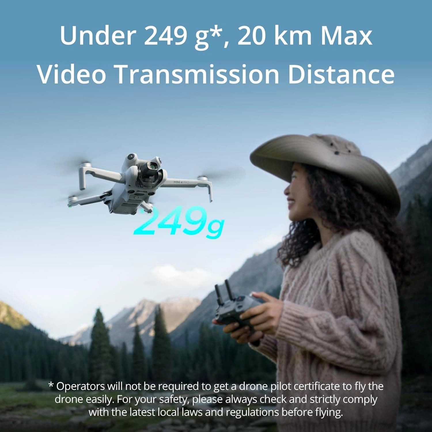DJI Mini 4 Pro (DJI RC-N2) Folding Mini-Drone - 4K HDR Camera, 34 Min Flight Time, 20km Video Transmission, Omnidirectional Vision Sensing, Under 249g