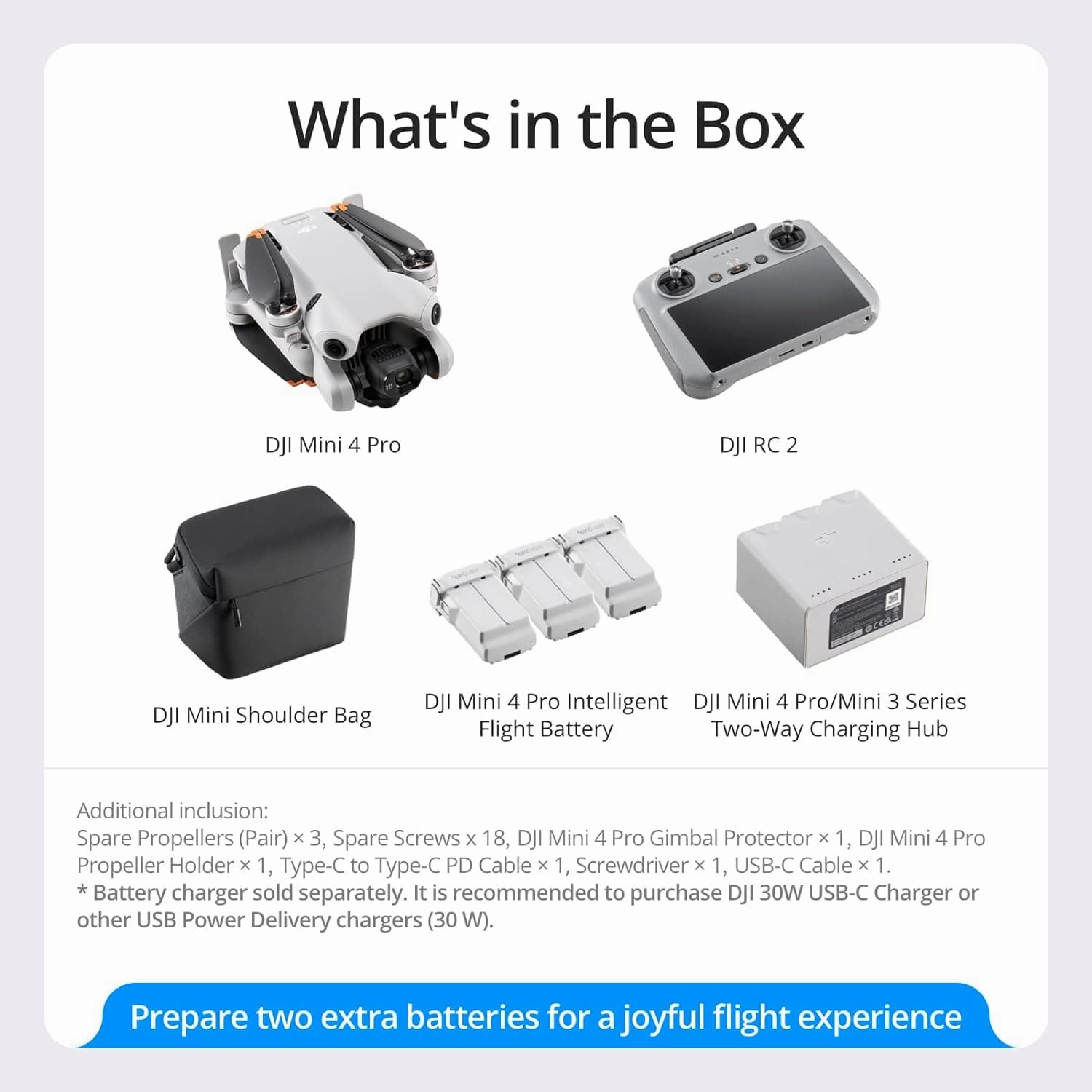 DJI Mini 4 Pro Fly More Combo with DJI RC 2, Folding Mini-Drone with 4K HDR Video Camera for Adults, Under 0.549 lbs/249 g, 34-Min Flight Time, 2 Extra Batteries