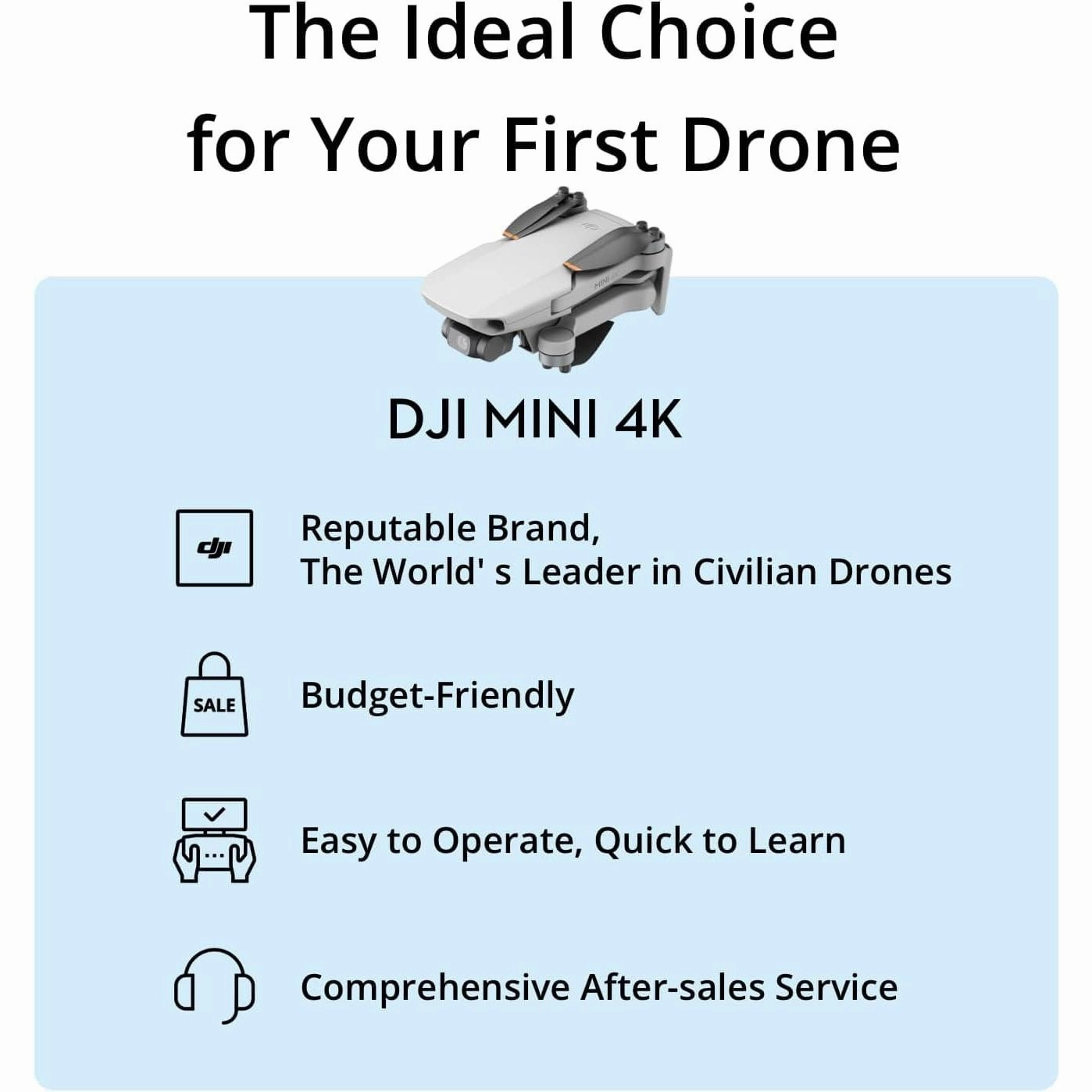 DJI Mini Drone with 4K UHD Camera, 3-Axis Gimbal, 10km Transmission, Auto Return, 31-Min Flight, Wind Resistant, Under 249g