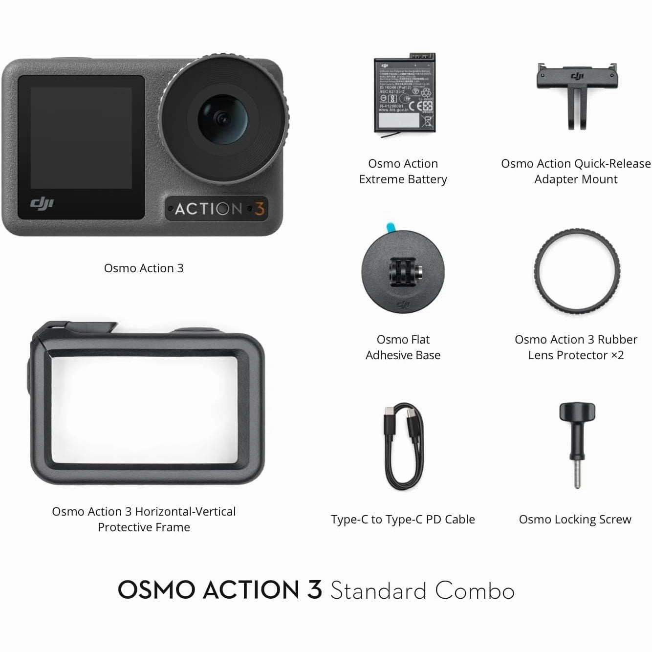 DJI Osmo Action 3 Standard Combo, Waterproof Action Camera with 4K HDR & Super-Wide FOV, 10-Bit Color Depth, HorizonSteady, Cold Resistant & Long-Lasting, Vlogging Camera for YouTube