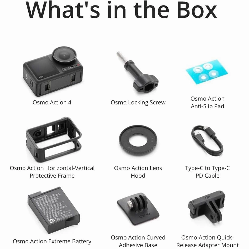 DJI Osmo Action 4 Standard Combo - 4K/120fps Waterproof Action Camera, 1/1.3" Sensor, 10-bit Color, 160-Min Battery