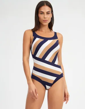 Doris High Front Swimsuit - Stripe