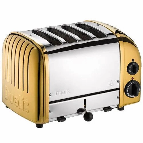 Dualit Classic 4 Slice Vario Toaster 47391 European Plug (UK Adapter Included) - Brass