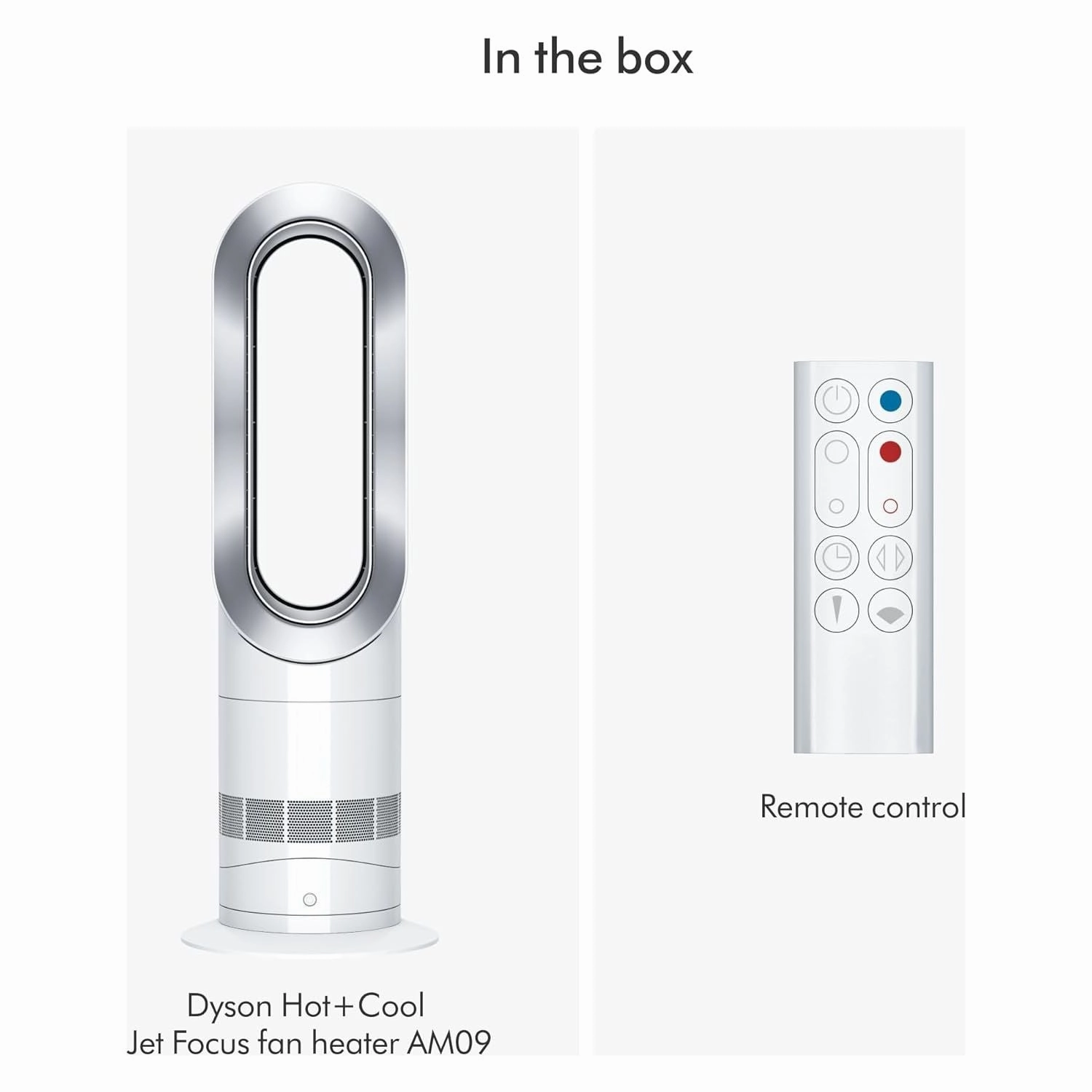 Dyson Hot Cool Jet Focus AM09  Heating & Cooling Fan, Powerful Airflow, White/Silver