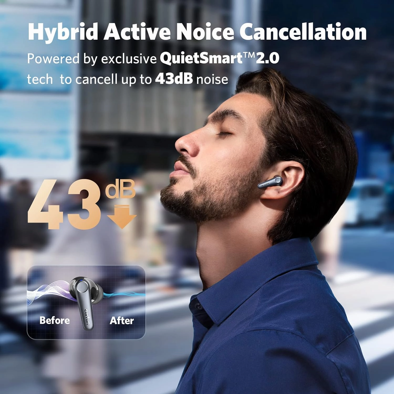 EarFun Air Pro 3 Wireless Earbuds, Hybrid Active Noise Cancelling, aptX Adaptive Sound, Bluetooth 5.3, 45-Hour Playtime