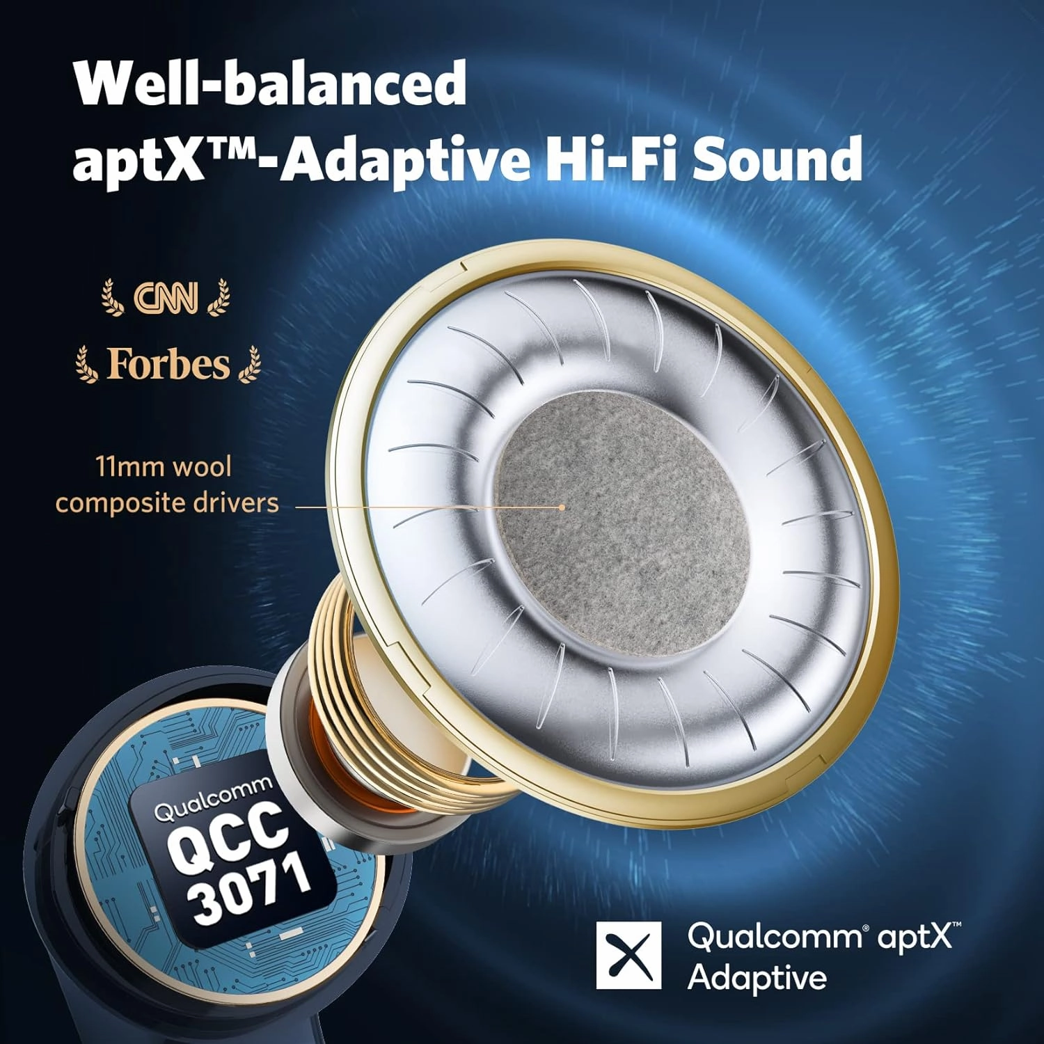 EarFun Air Pro 3 Wireless Earbuds, Hybrid Active Noise Cancelling, aptX Adaptive Sound, Bluetooth 5.3, 45-Hour Playtime