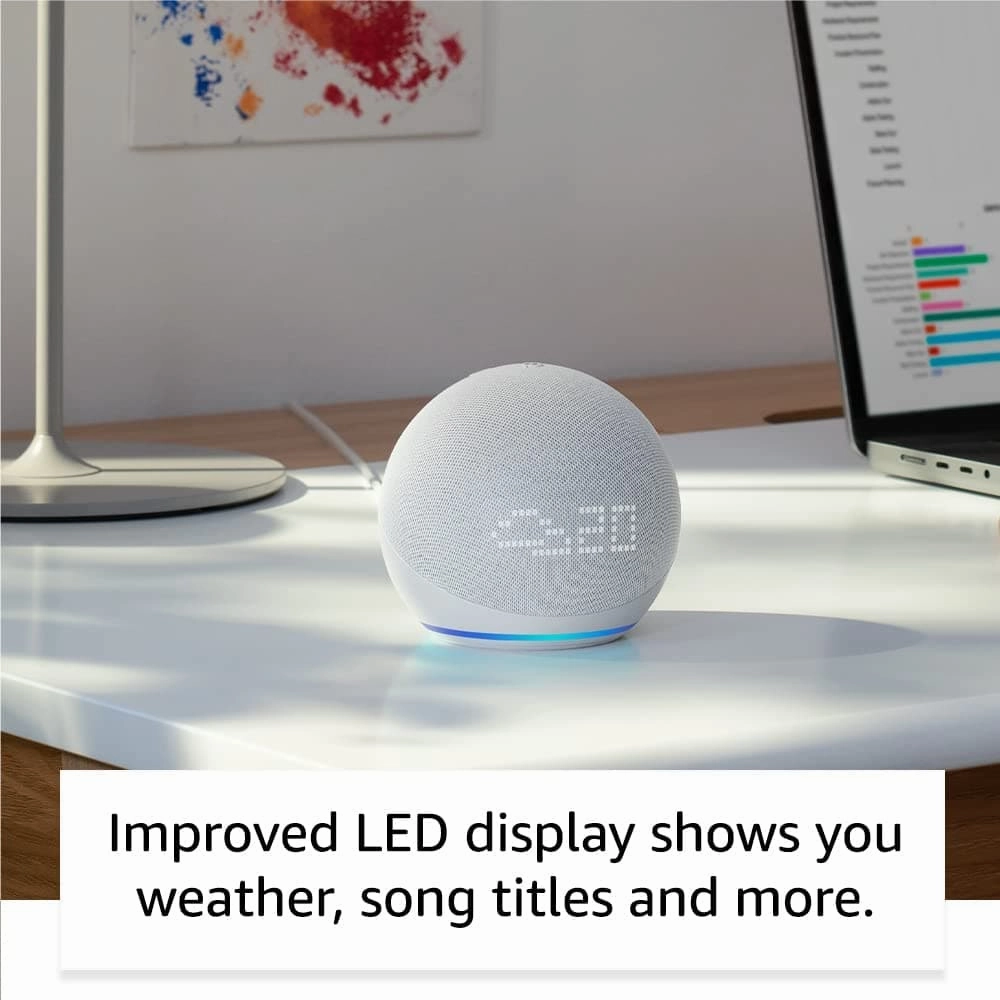 Echo Dot with clock (5th generation, 2022 release) / Cloud Blue