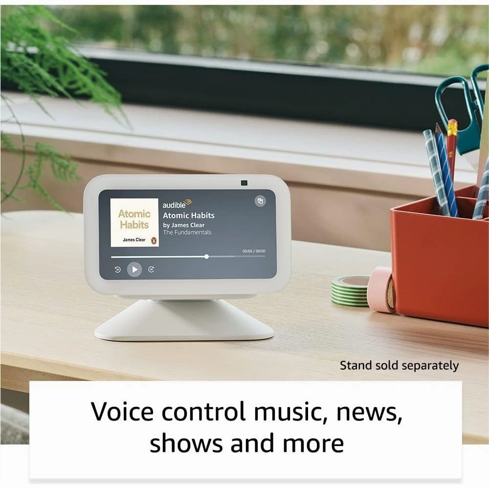 Echo Show 5 (3rd Gen, 2024) - Smart Display & Alarm Clock with Enhanced Sound, Charcoal