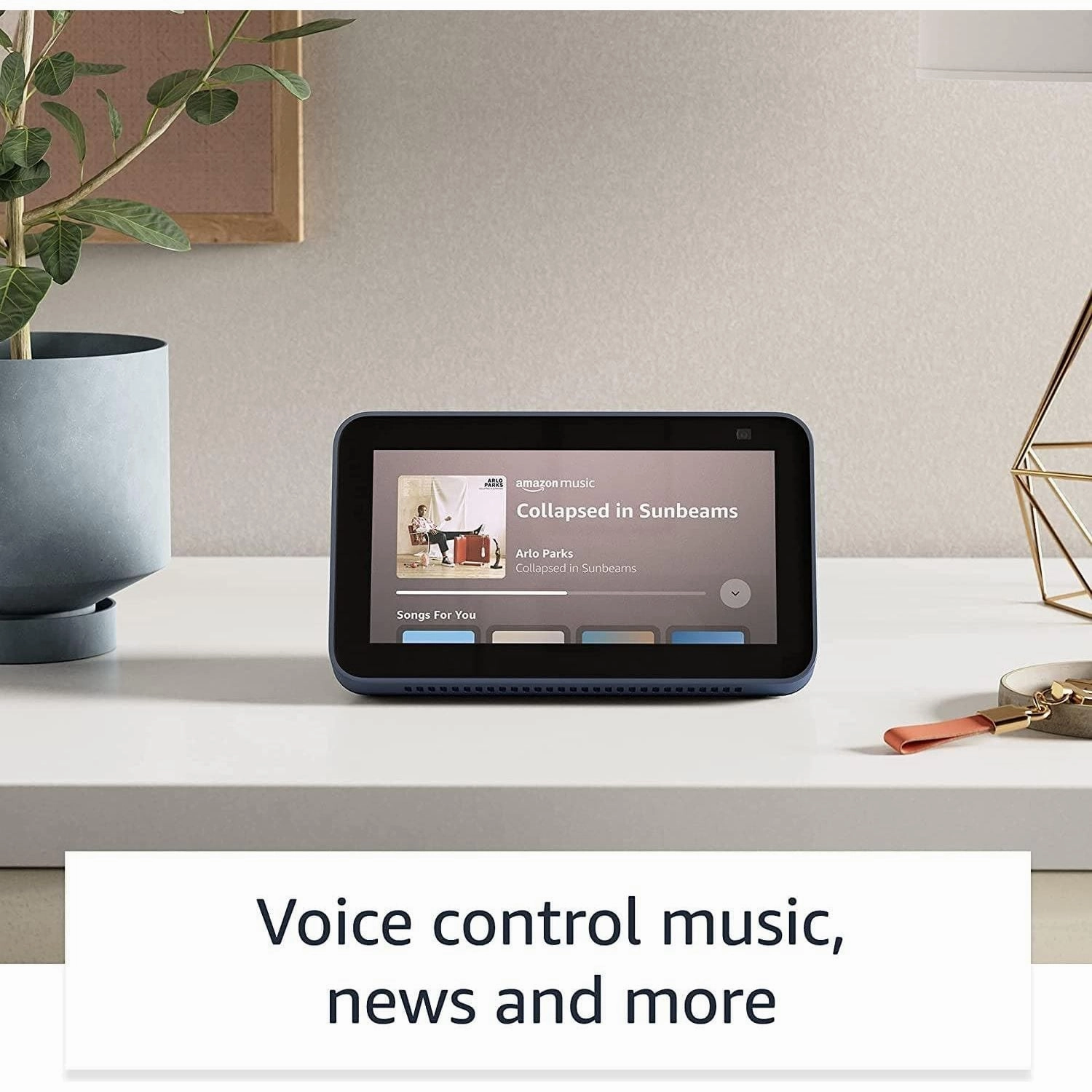 Echo Show 5 | 2nd generation (2021 release), smart bedside clock with Alexa and 2 MP camera | Charcoal