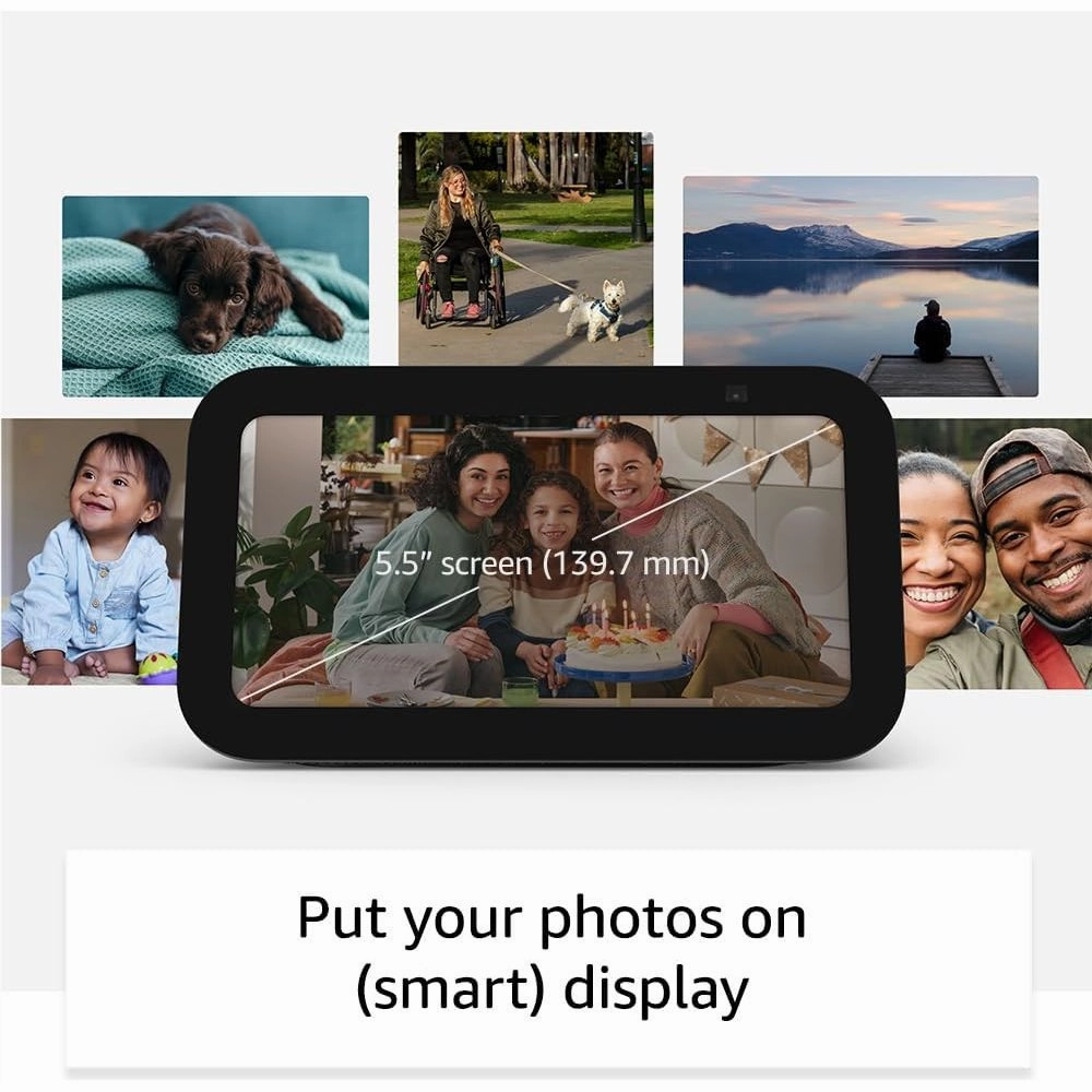 Echo Show 5 (Newest Gen) - Smart Display & Alarm Clock with Clearer Sound, Cloud Blue