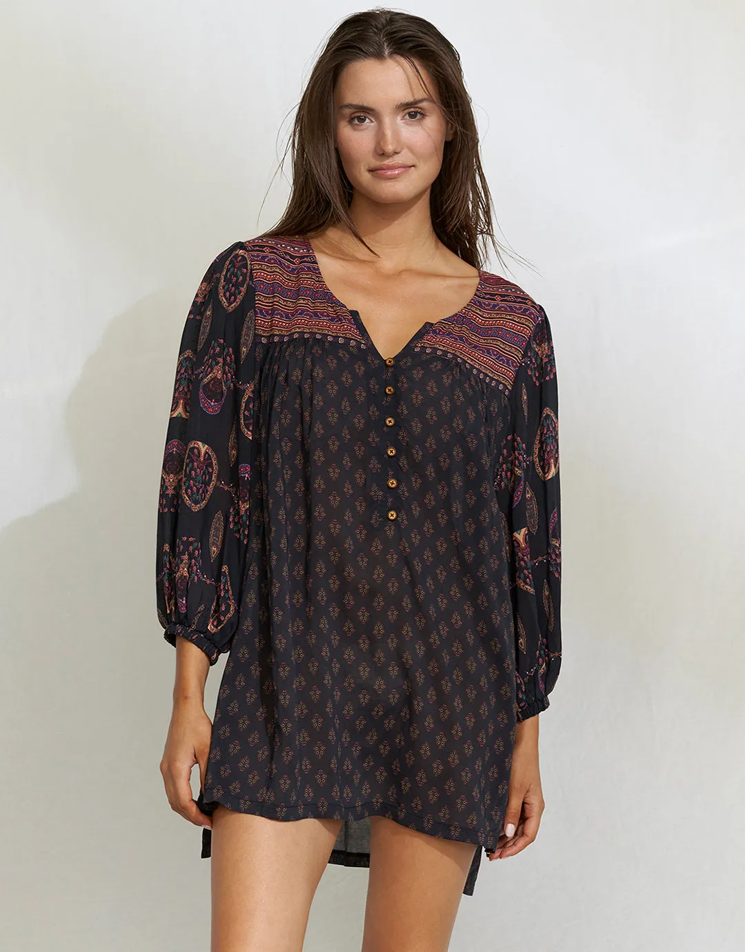 Eclectic Flames Tunic - Black