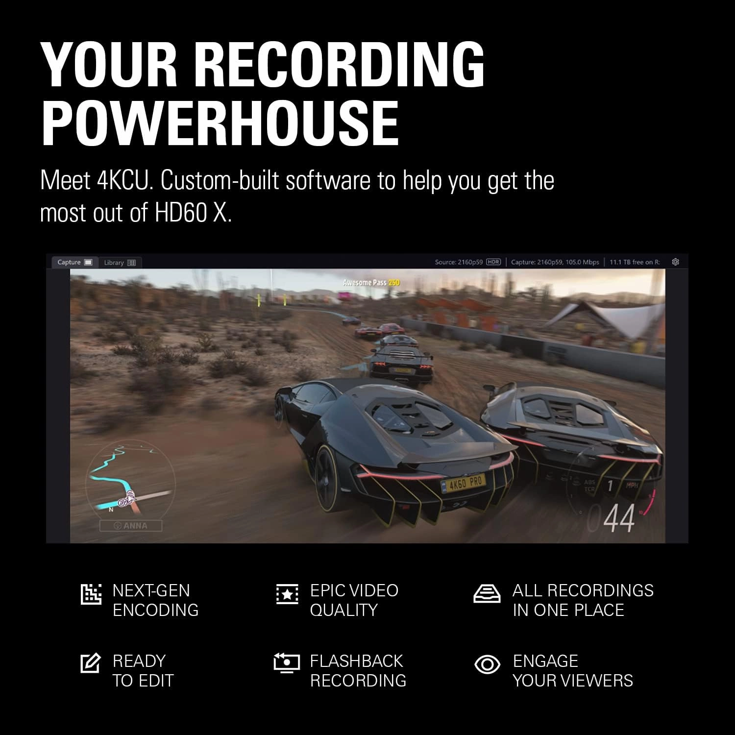 Elgato HD60 X - Stream & Record in 1080p60 HDR10 or 4K30, Ultra-Low Latency for PS5, Xbox, PC & Mac