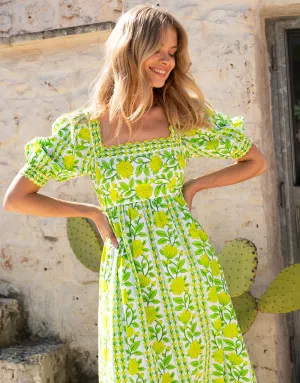 Elizabeth Dress - Lime Border